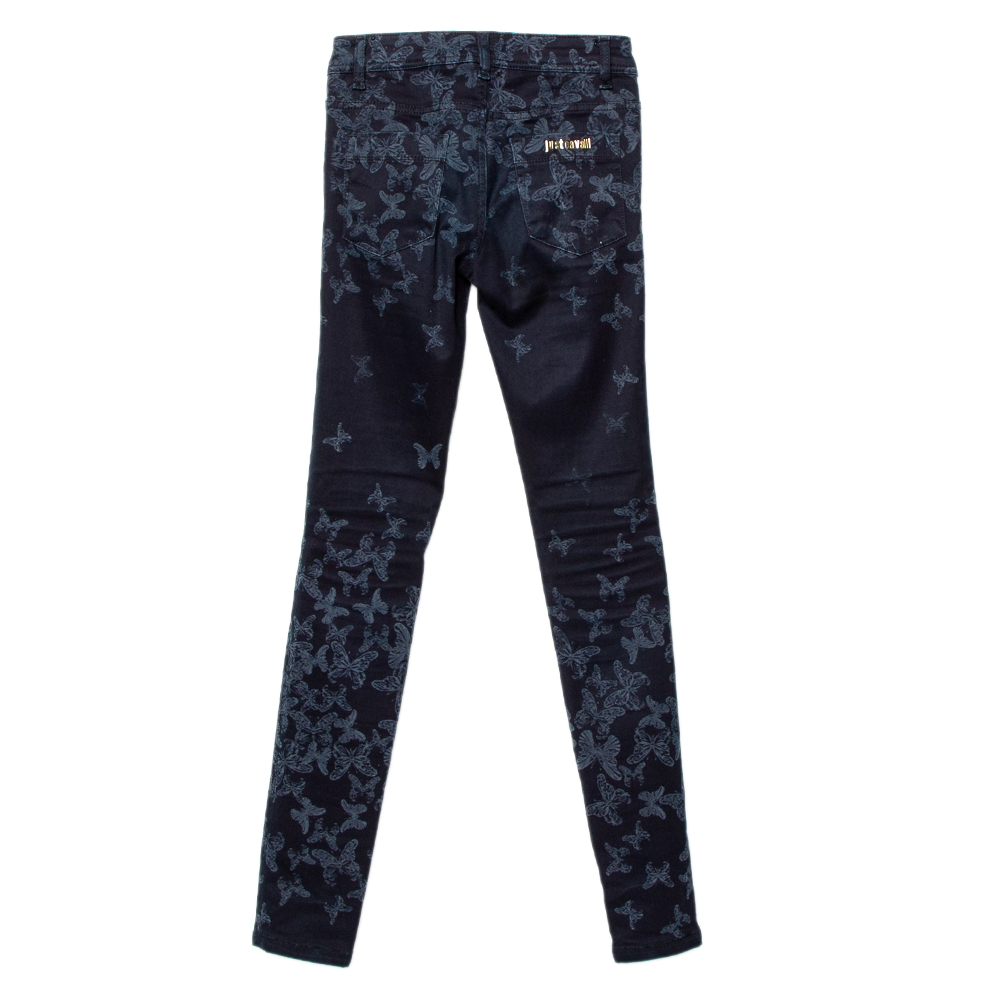 

Just Cavalli Just Luxury Navy Blue Butterfly Printed Denim Skinny Leg Jeans