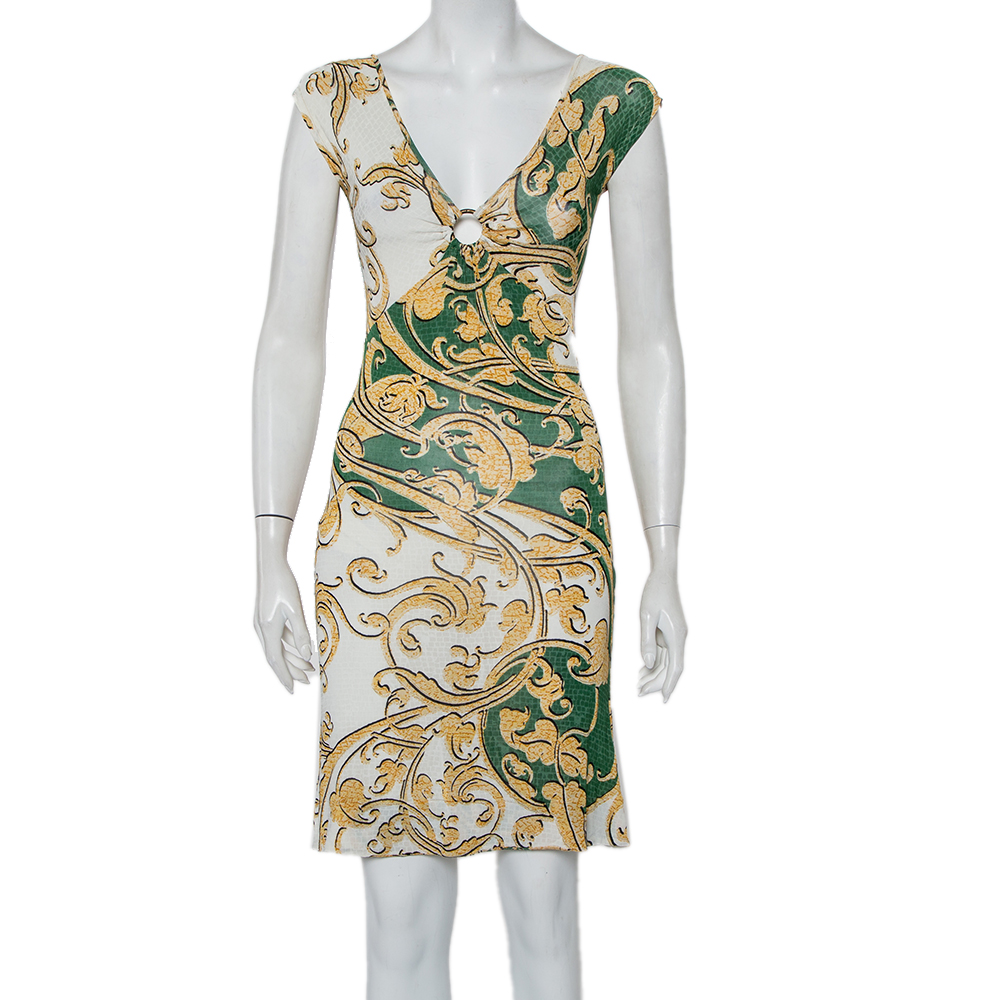 Just Cavalli Multicolor Printed Knit Sleeveless Mini Dress S from Just