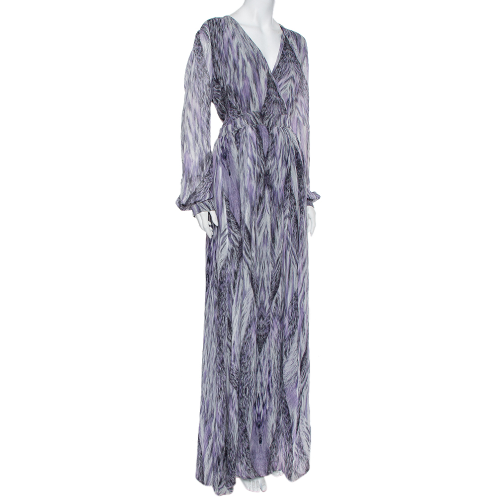 

Just Cavalli Purple Printed Chiffon Faux Wrap Dress