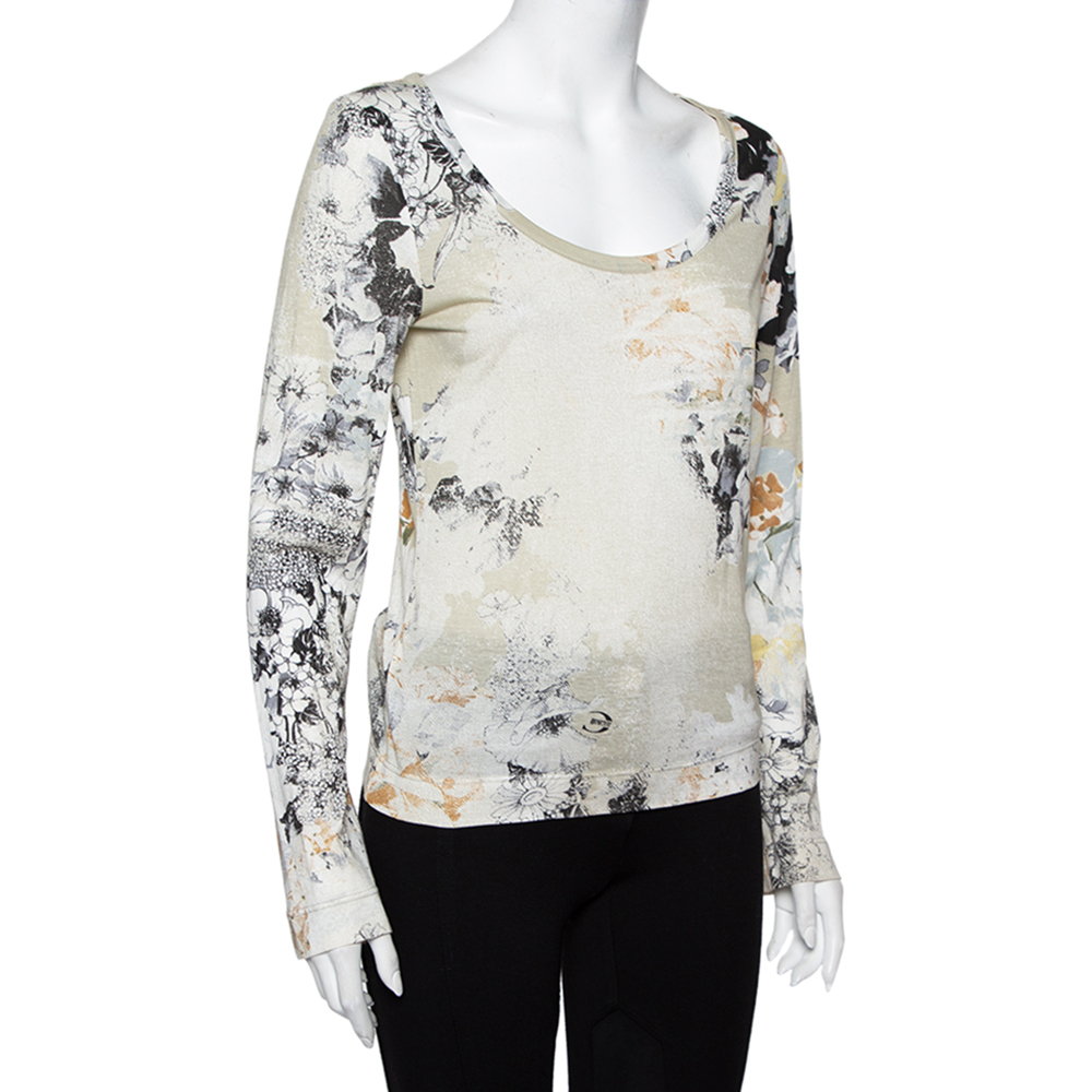 

Just Cavalli Multicolor Printed Knit Scoop Neck T-Shirt