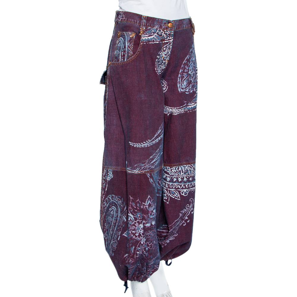 

Just Cavalli Purple Painted Denim Flared Leg Jeans