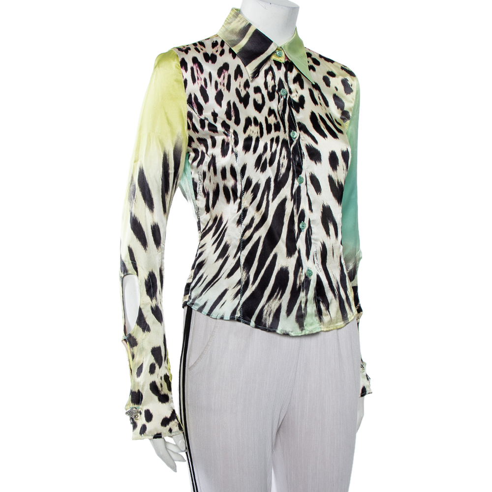 

Just Cavalli Multicolor Multiprinted Silk Button Front Shirt