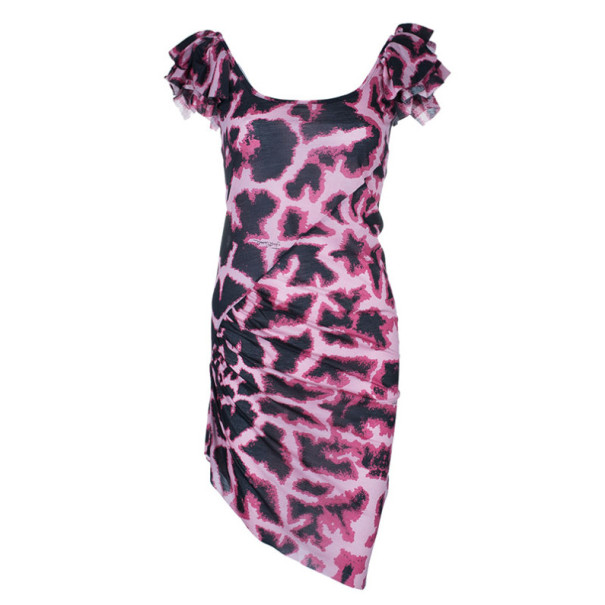 Just Cavalli Leopard Print Scoop Neck Dress S