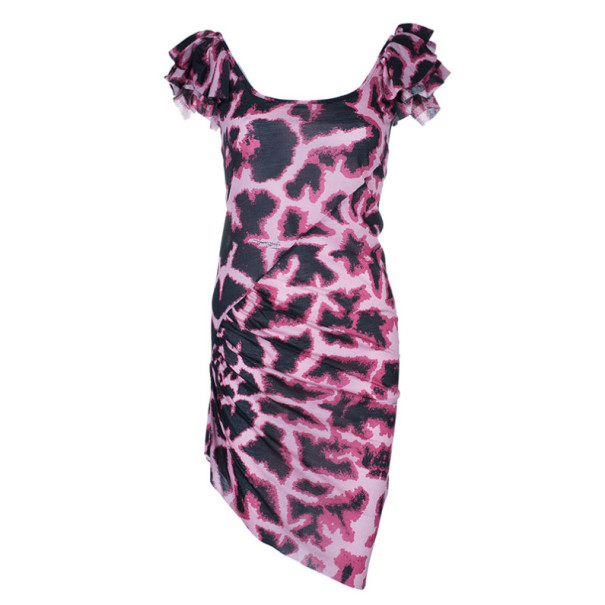 Pre Owned Just Cavalli Leopard Print Scoop Neck Dress S