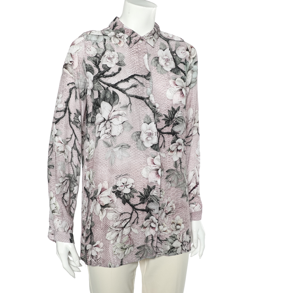 

Just Cavalli Pink Floral Printed Georgette Shirt