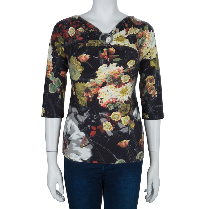 

Just Cavalli Floral Print Jersey Off Shoulder Top, Multicolor