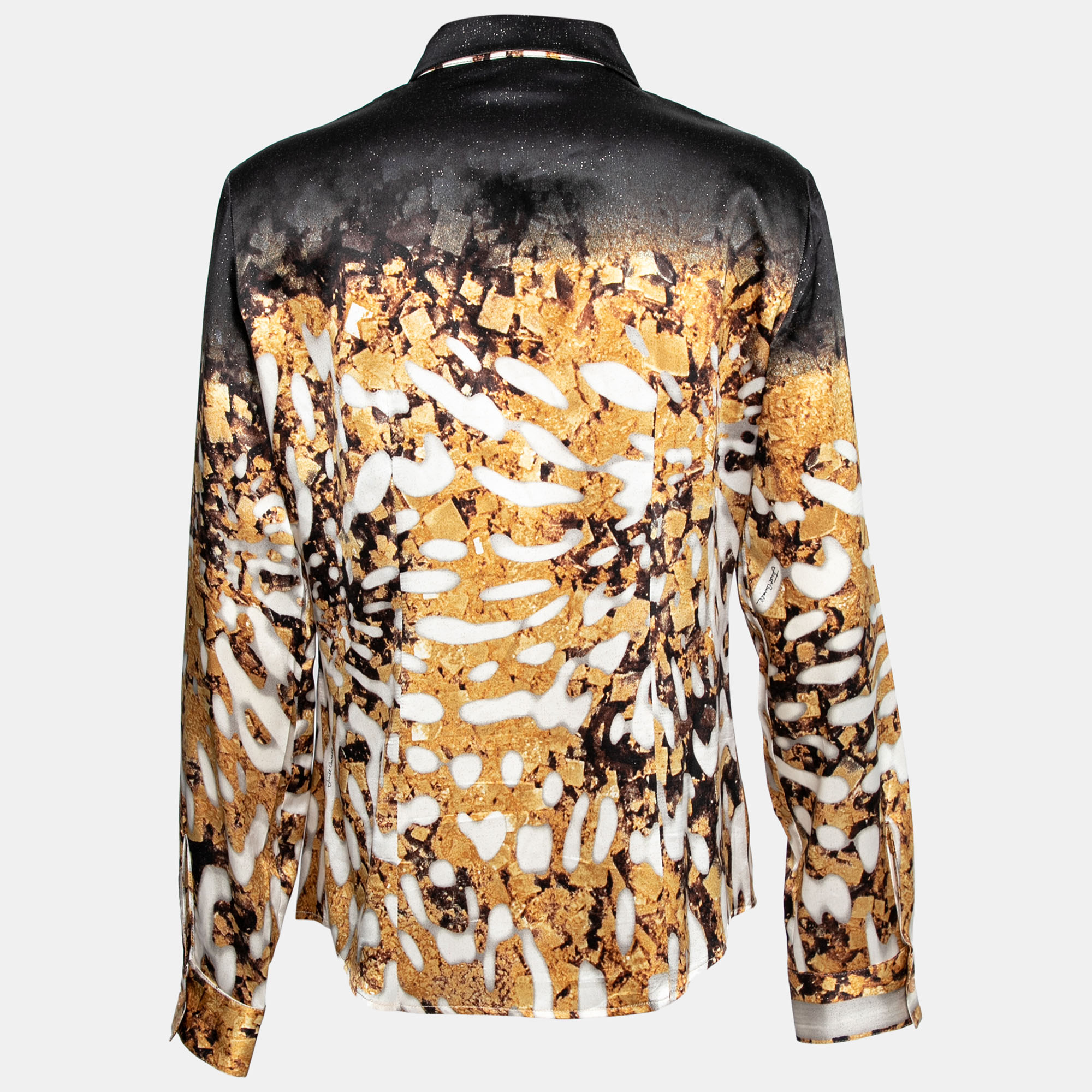 

Just Cavalli Multicolor Printed Silk Stain Button Front Shirt