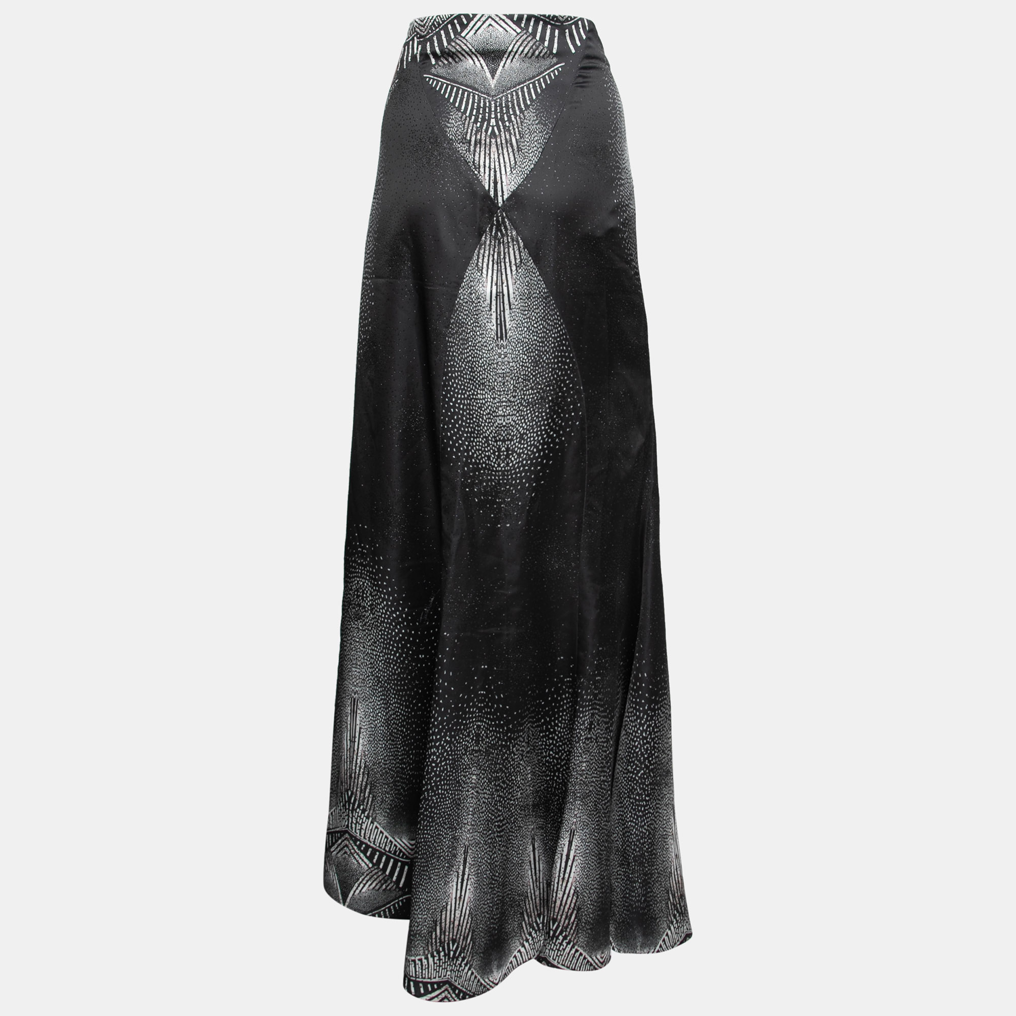 

Just Cavalli Black Printed Lurex Satin Maxi Skirt