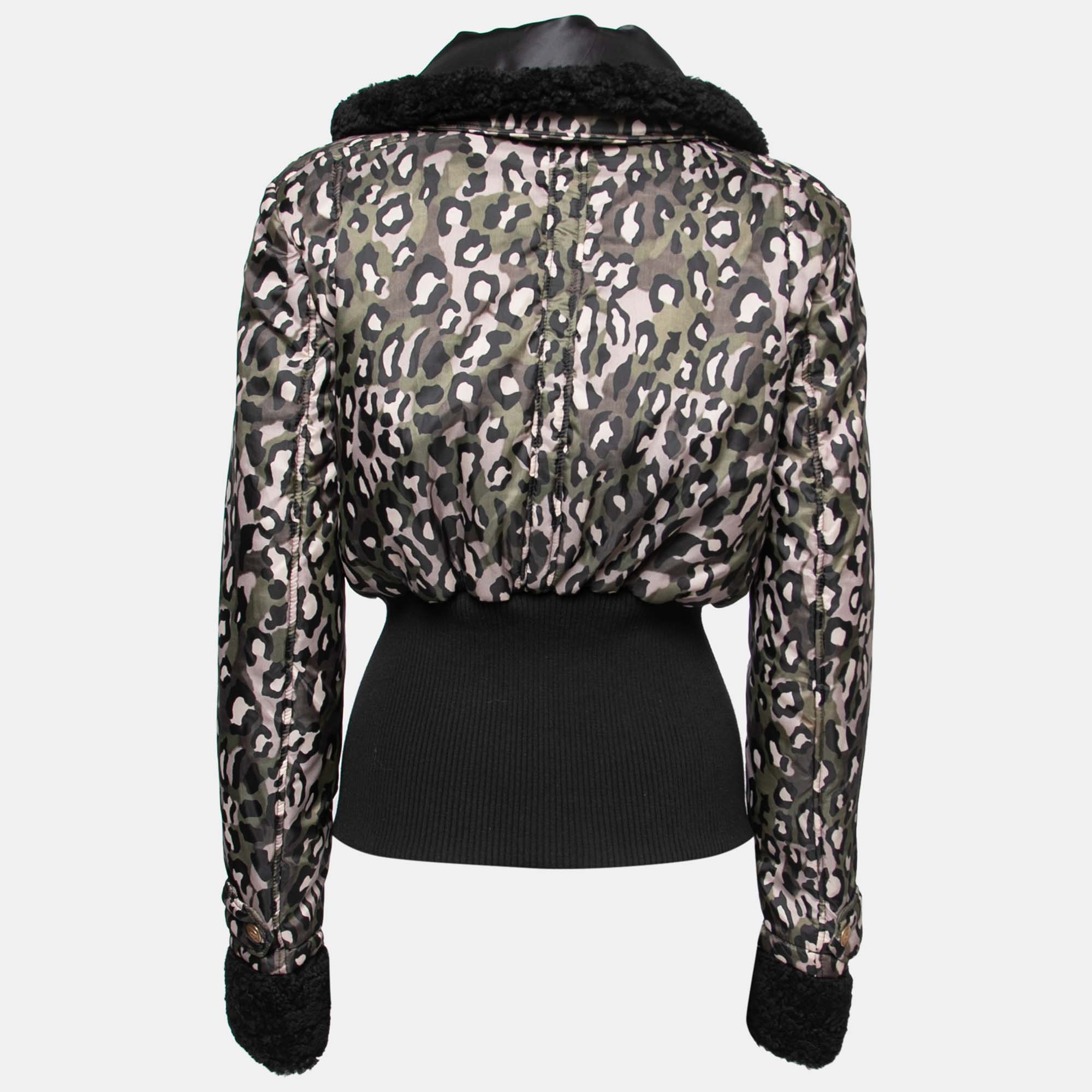 

Just Cavalli Multicolor Printed Synthetic Shearling Trimmed Jacket