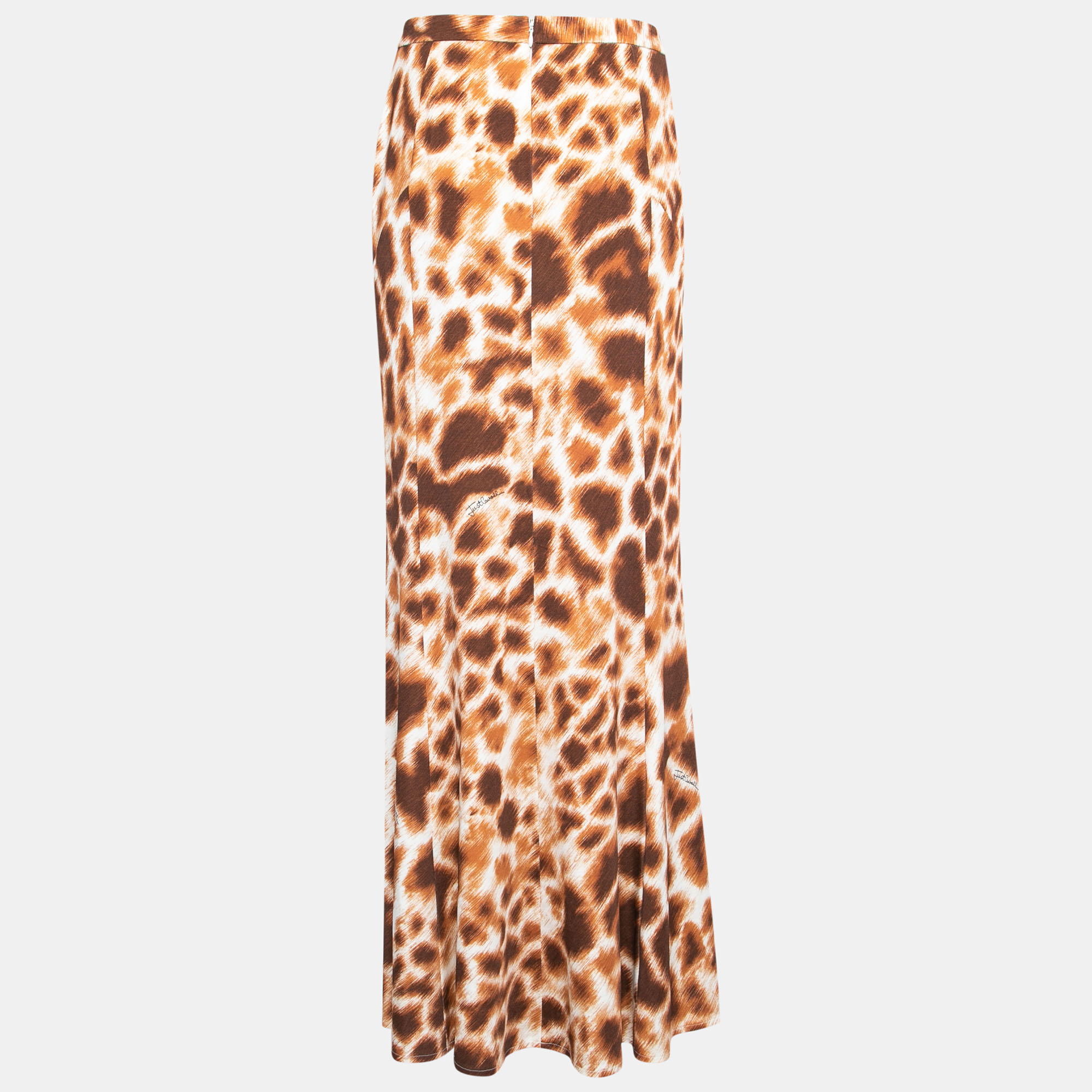 

Just Cavalli Brown Animal Print Jersey Maxi Skirt