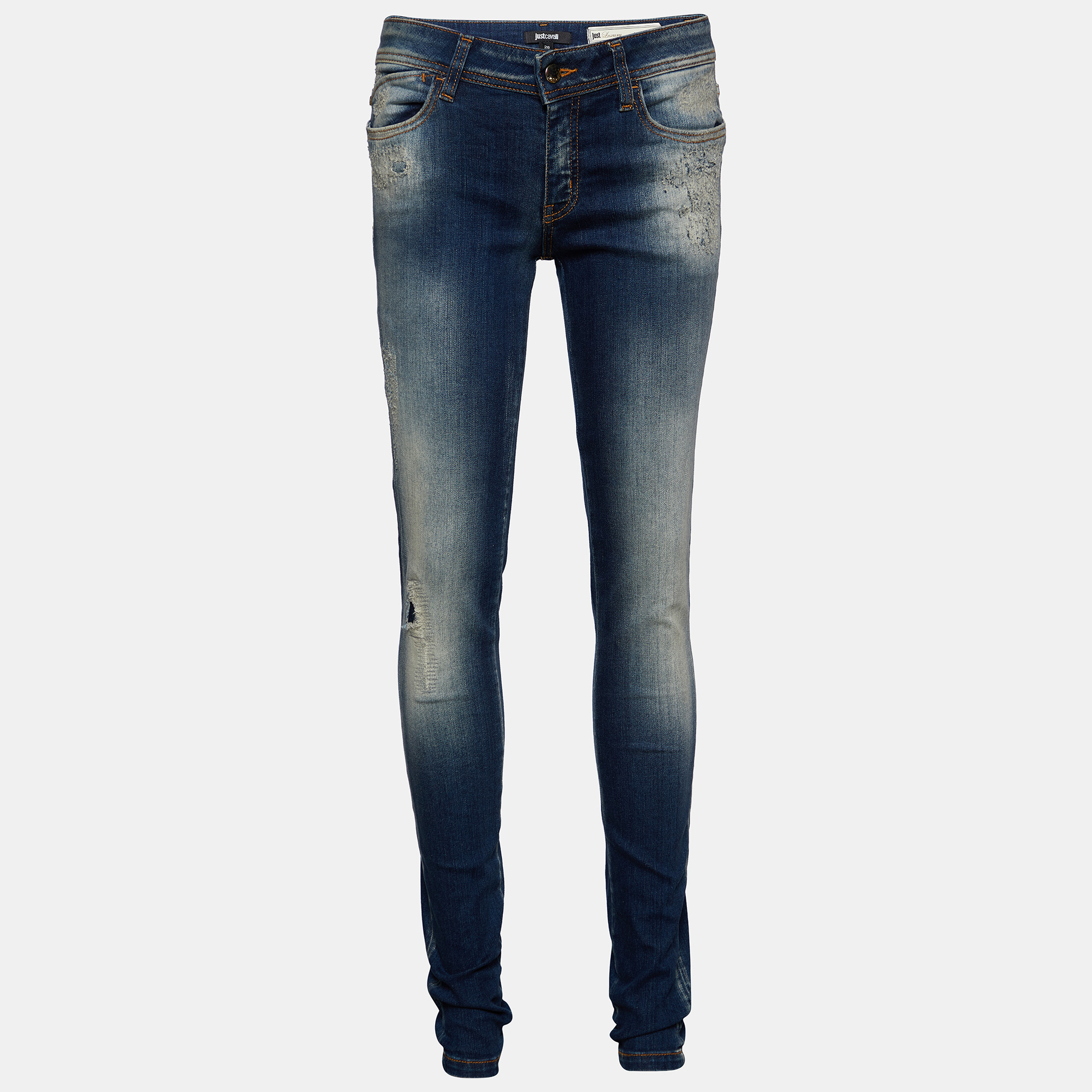 

Just Cavalli Denim Skinny Leg Distressed Jeans M, Navy blue