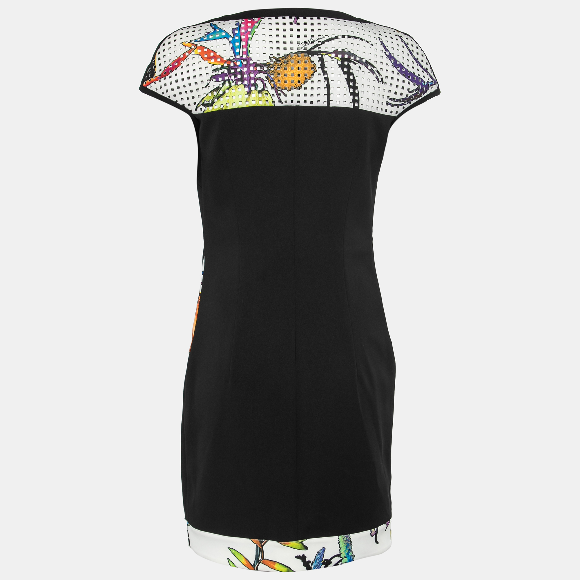 

Just Cavalli Black Floral Neoprene Sheath Dress