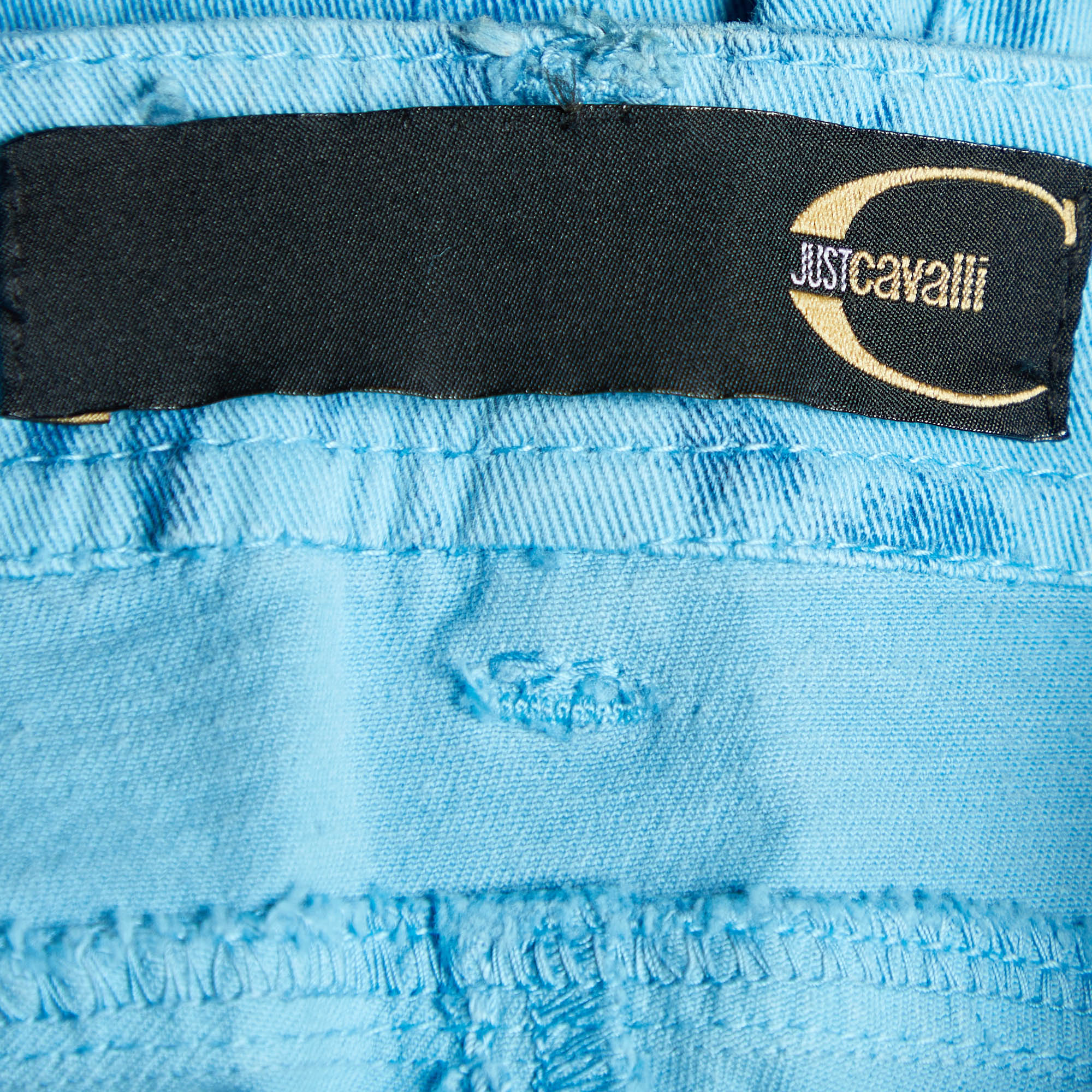 Just Cavalli  Blue Animal Pattern Denim Slim Fit Denim S Waist 26