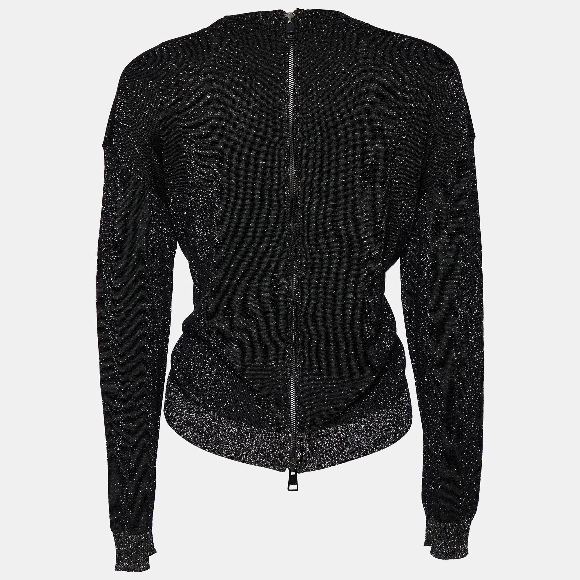 

Just Cavalli Black Lurex Knit Zip Detail Sweatshirt