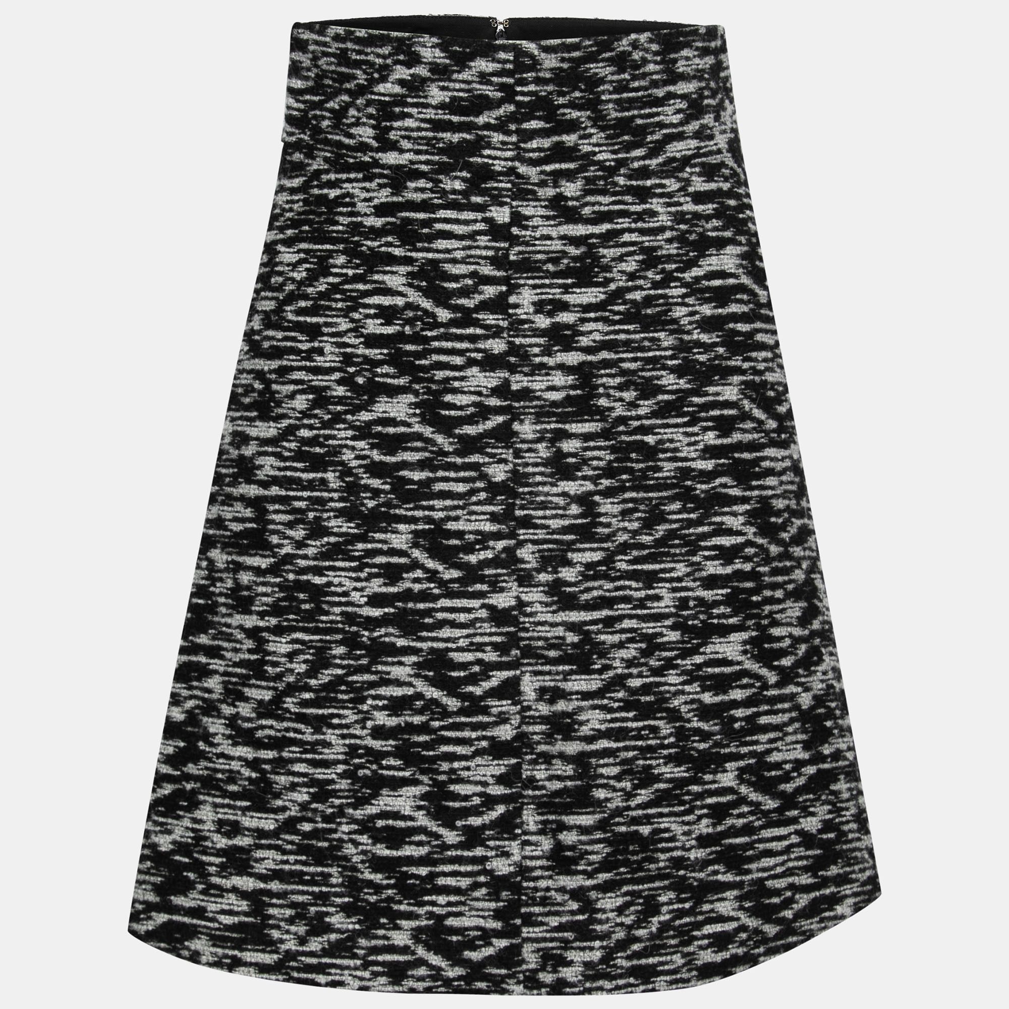 Pre-owned Just Cavalli Monochrome Tweed A-line Skirt S In Grey