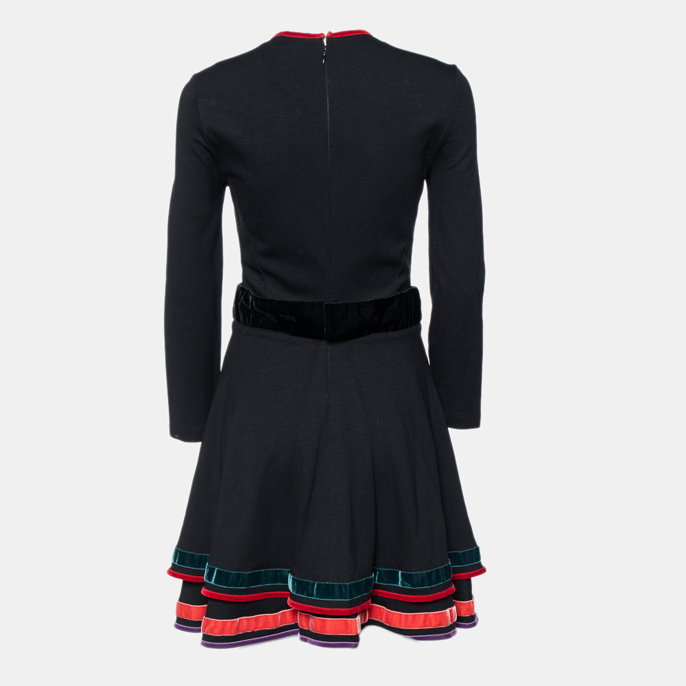 

Just Cavalli Black Floral Embroidered Knit Midi Dress