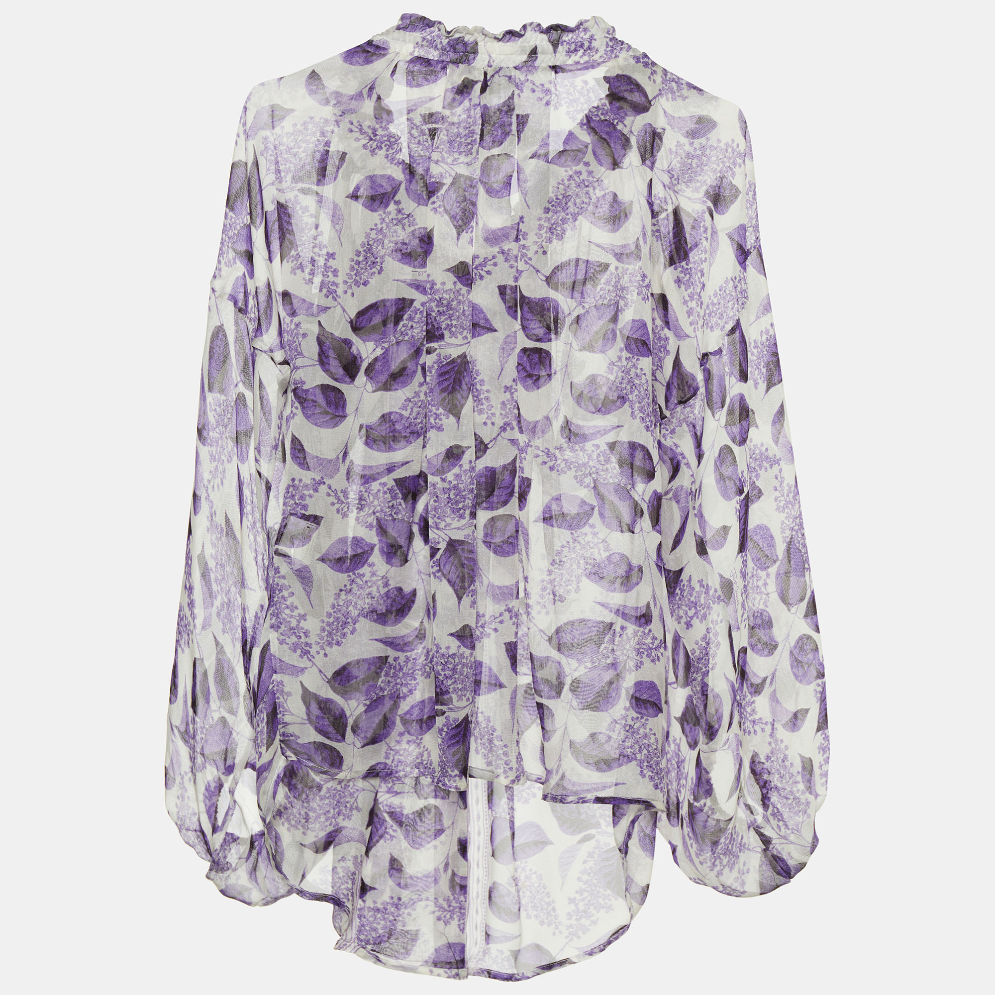 

Just Cavalli White & Purple Printed Silk Off Shoulder Tunic