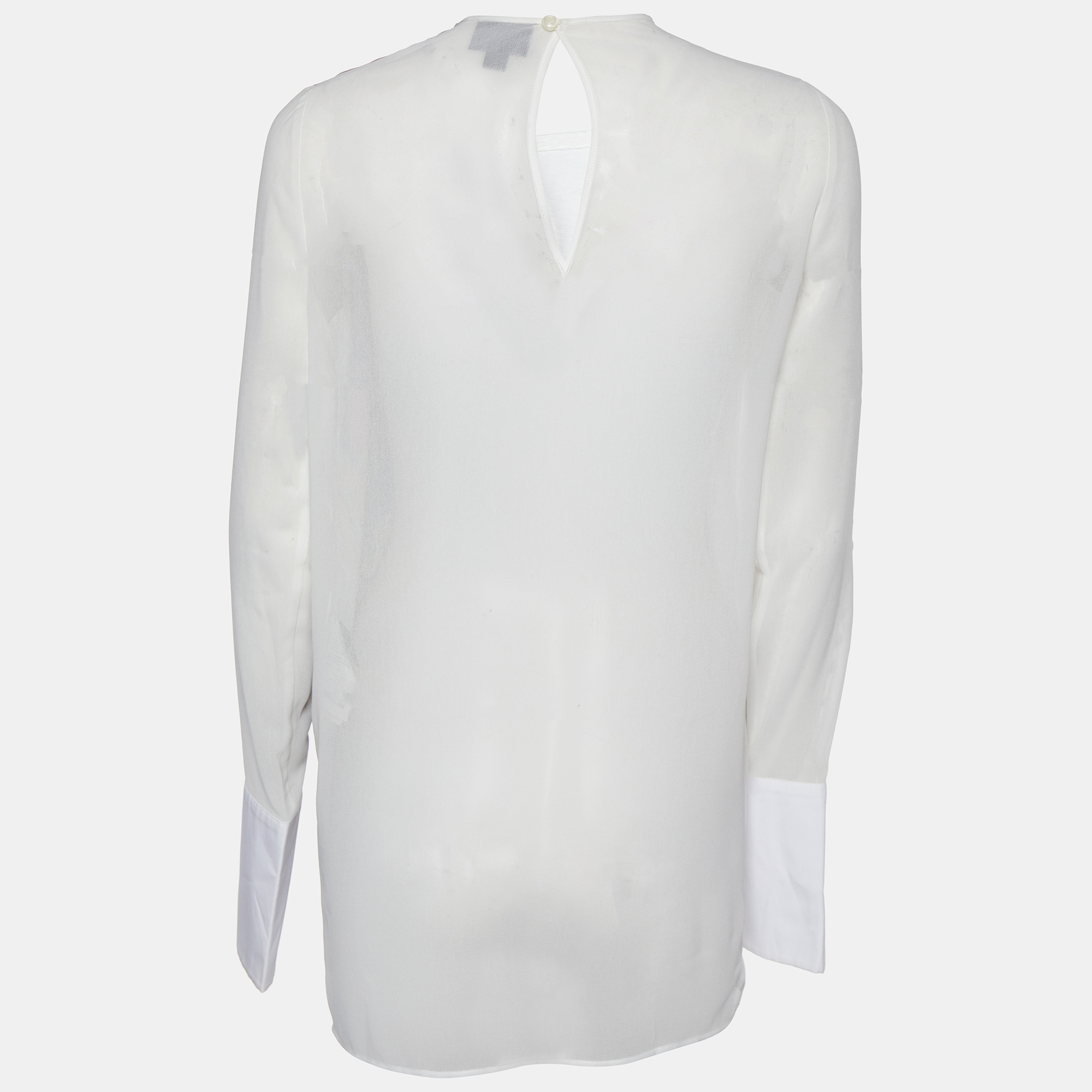 

Just Cavalli White Printed Crepe & Chiffon Long Sleeve Top