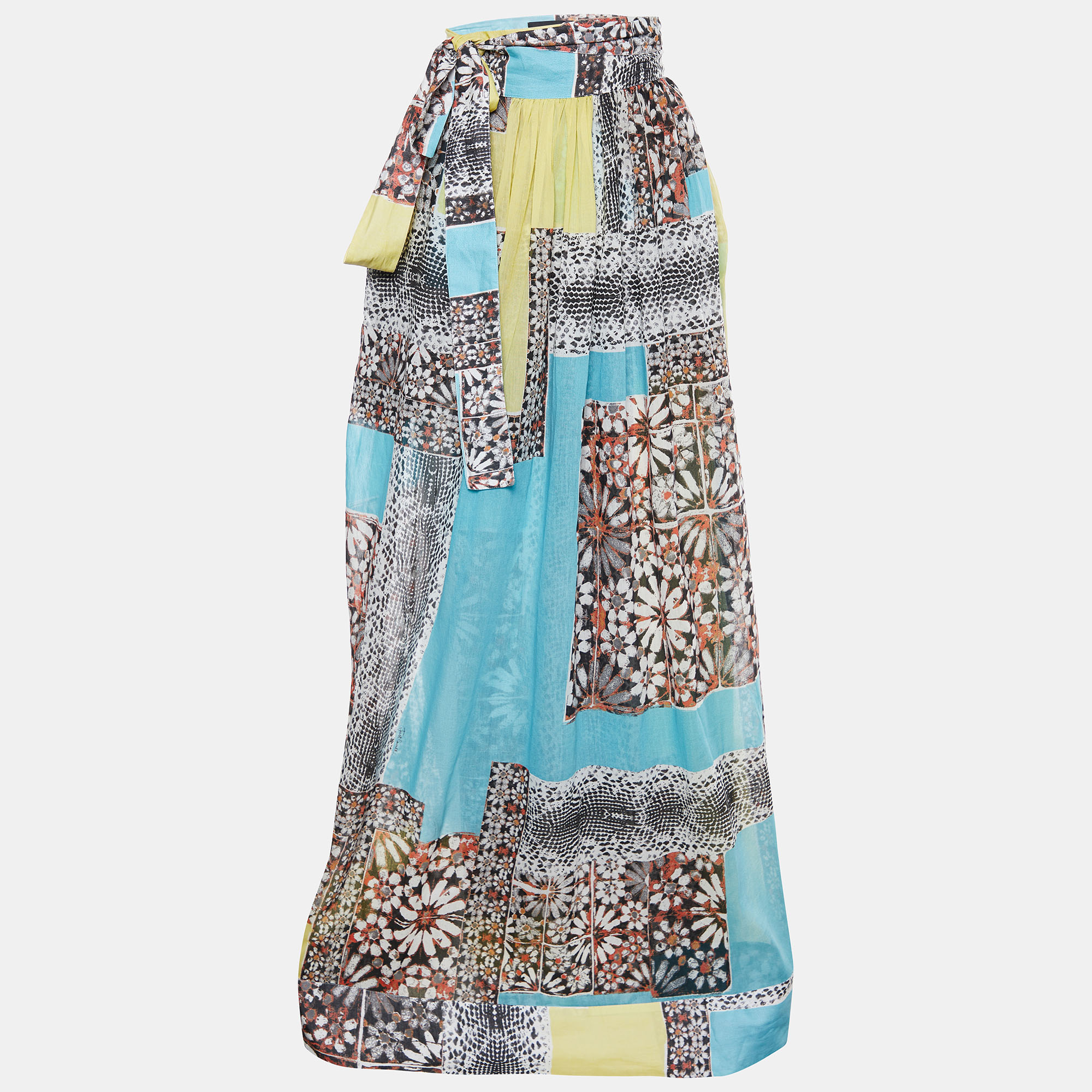 Pre-owned Just Cavalli Multicolor Patchwork Print Cotton Wrap Skirt S