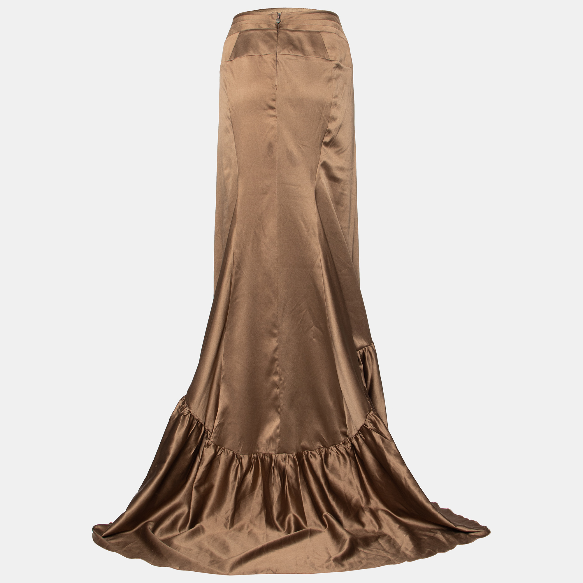 

Just Cavalli Brown Satin High-Low Hem Skirt