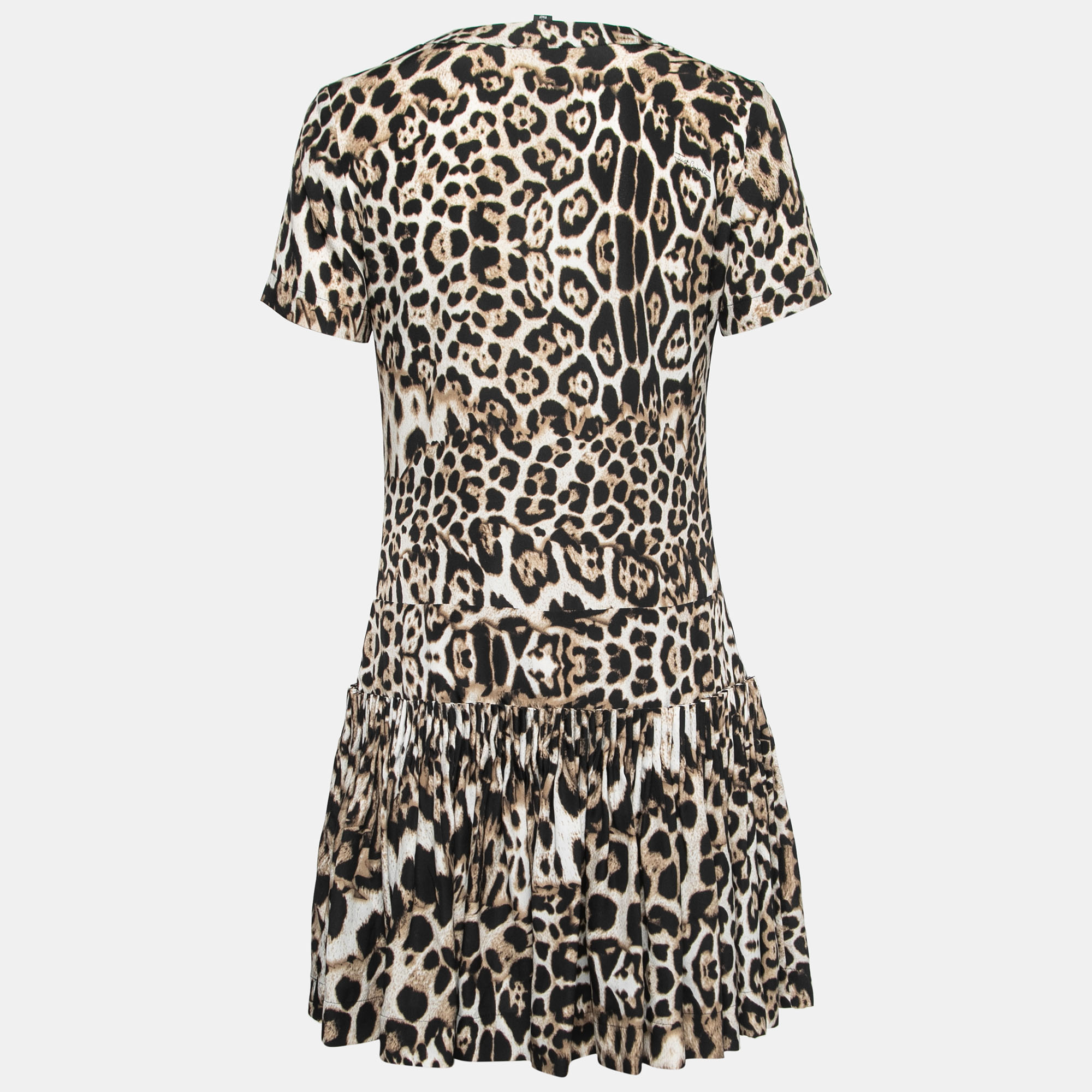 

Just Cavalli Black/Brown Animal Printed Crepe Pleated Short Dress