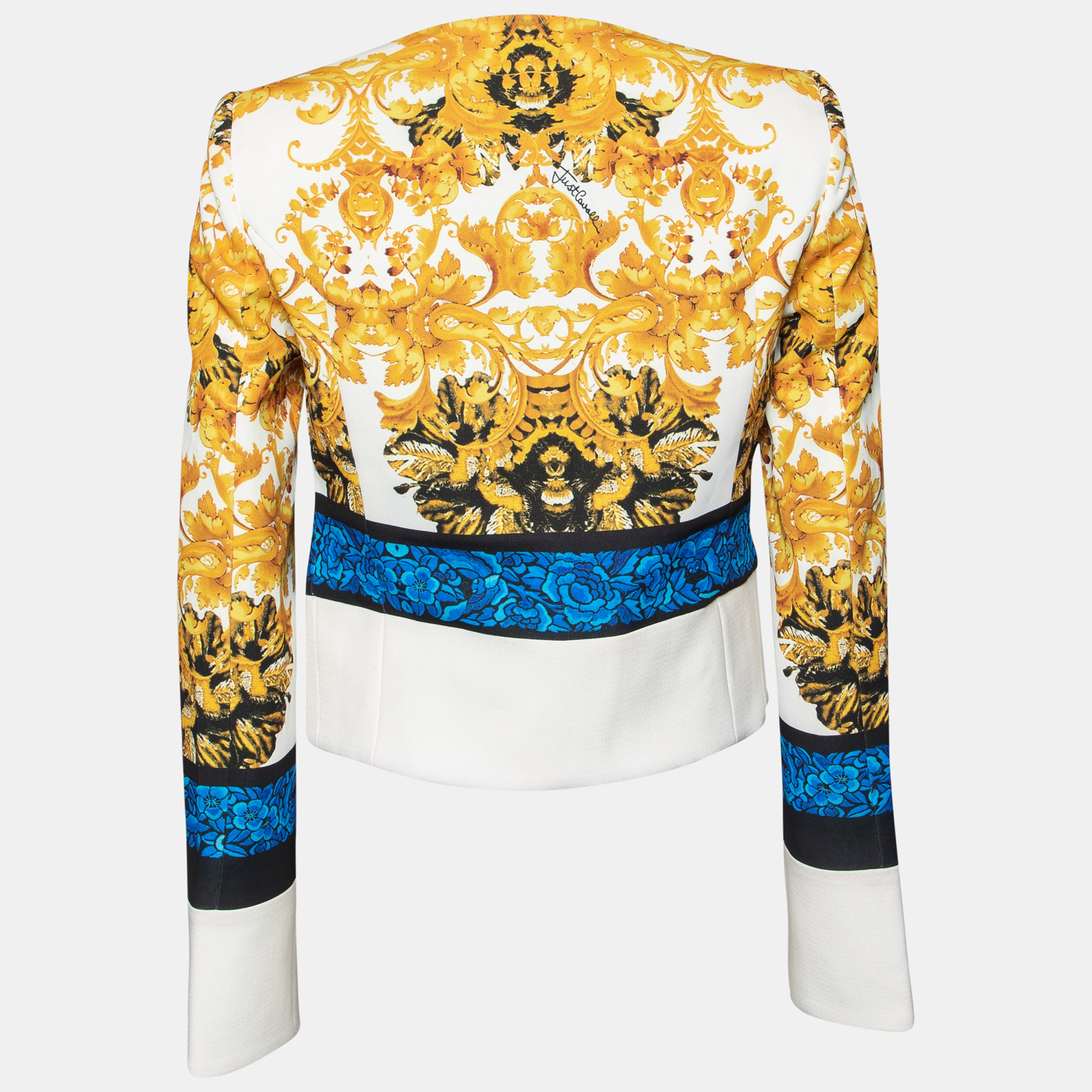 

Just Cavalli Multicolor Printed Crepe Button Front Short Jacket