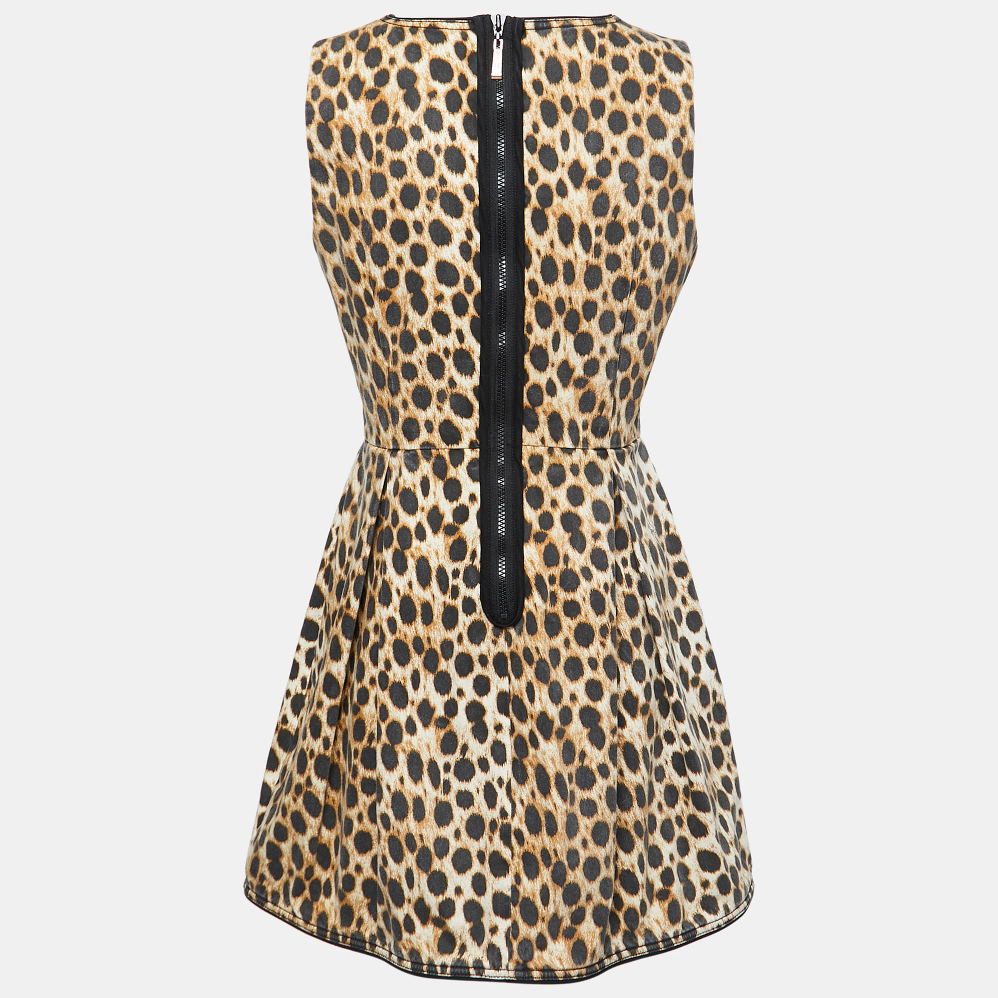 

Just Cavalli Brown/Black Leopard Print Denim Sleeveless Mini Dress