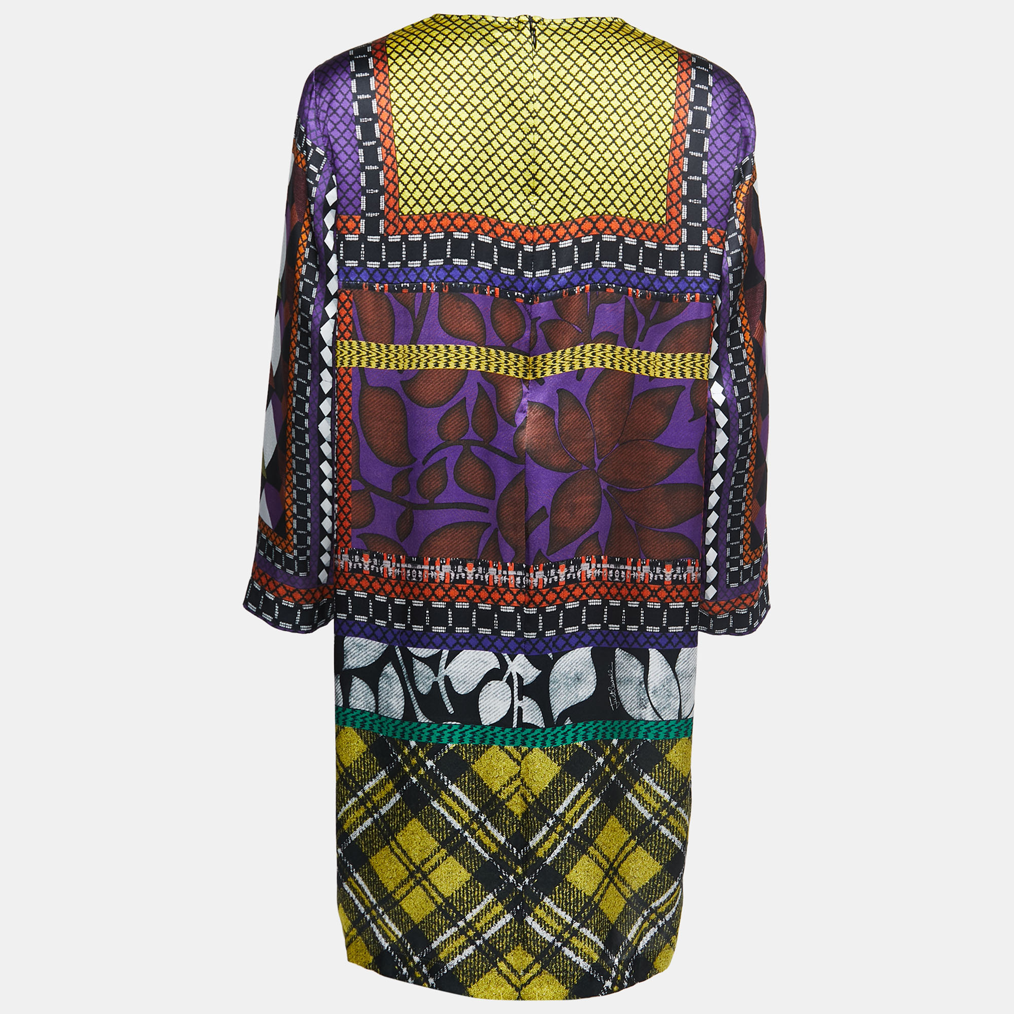 

Just Cavalli Multicolor Printed Silk Satin Long Sleeve Mini Dress
