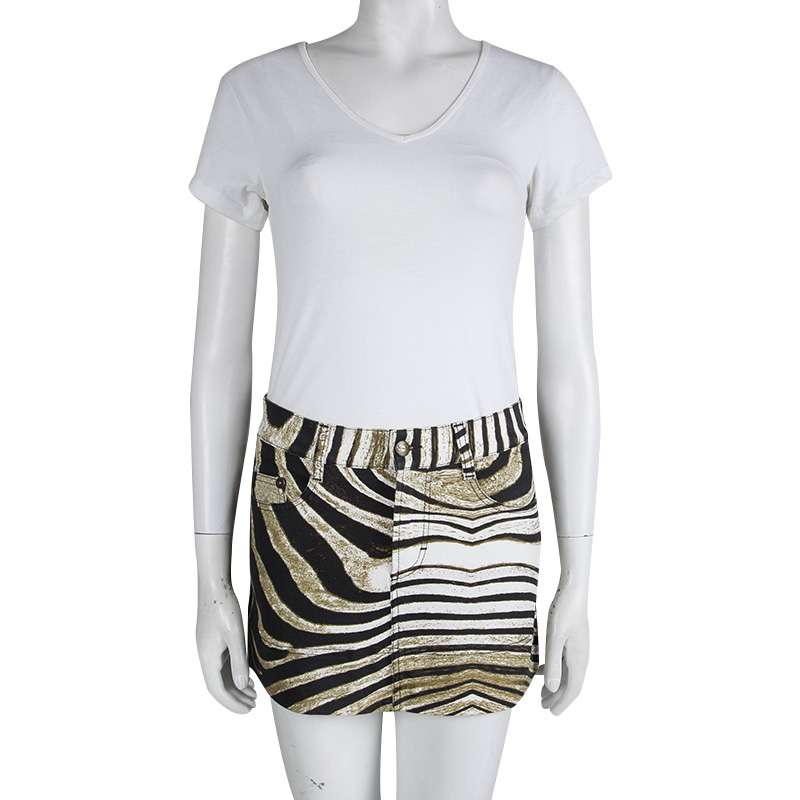 

Just Cavalli Animal Printed Denim Mini Skirt, Multicolor