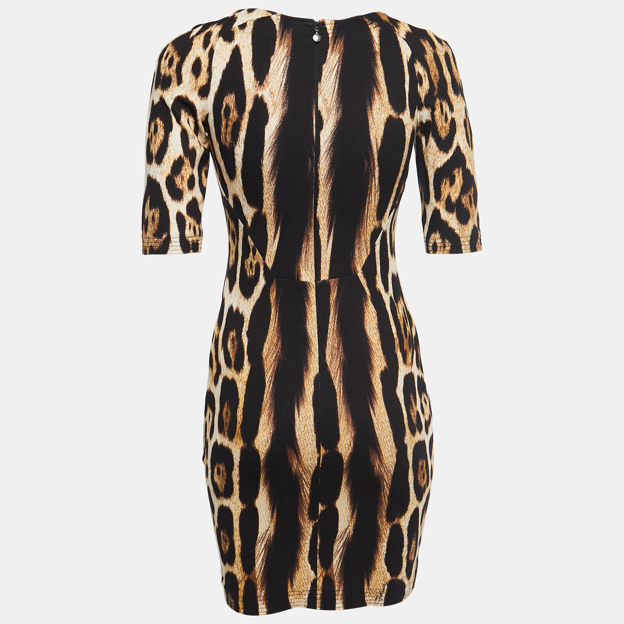 

Just Cavalli Black Leopard Print Stretch Knit Mini Dress