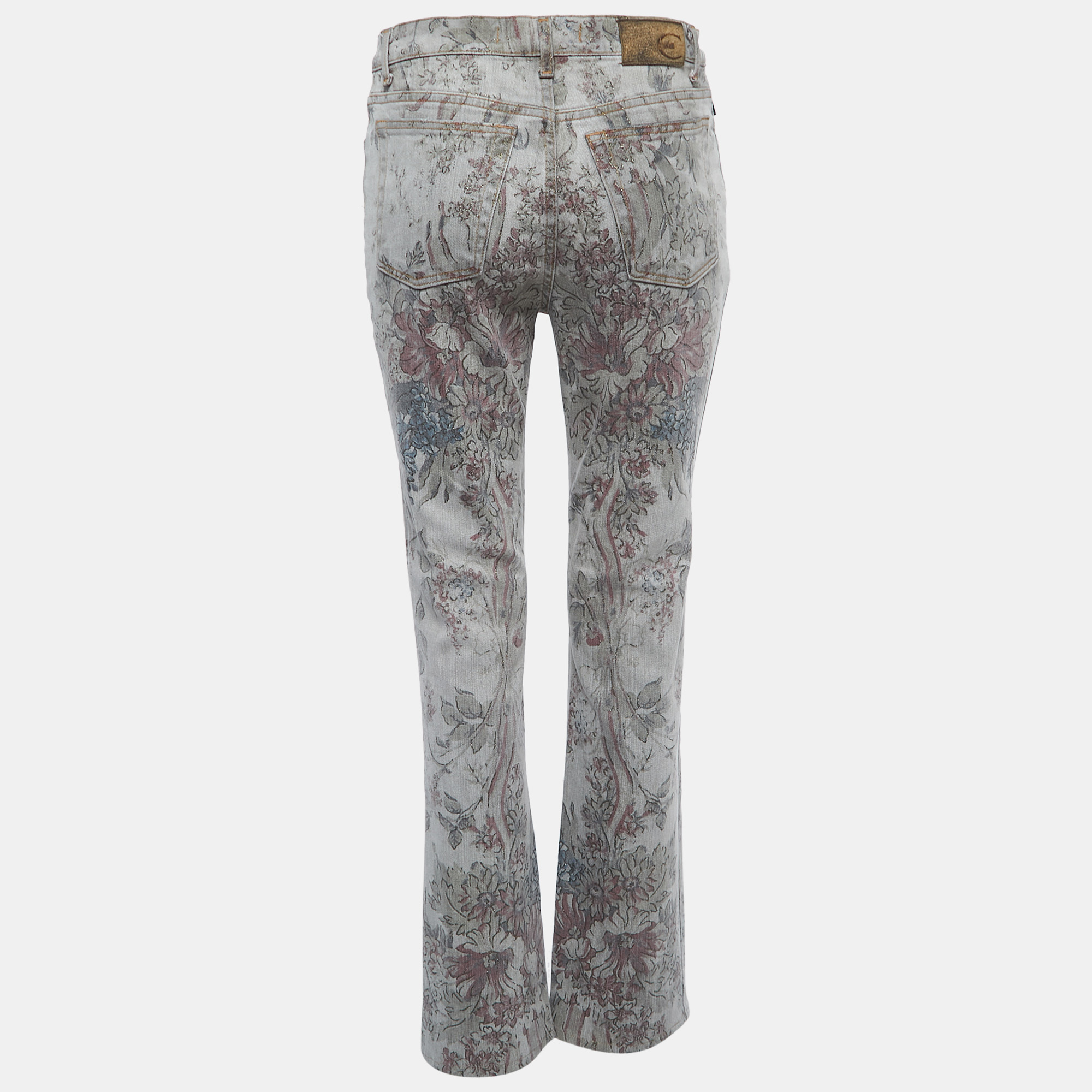 

Just Cavalli Grey Floral Printed Denim Straight Leg Jeans  Waist 32