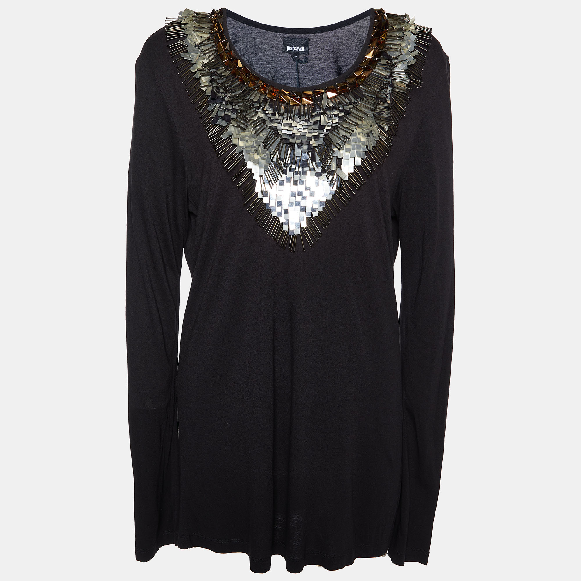 

Just Cavalli Black Crystal Embellished Long Sleeve T-Shirt M