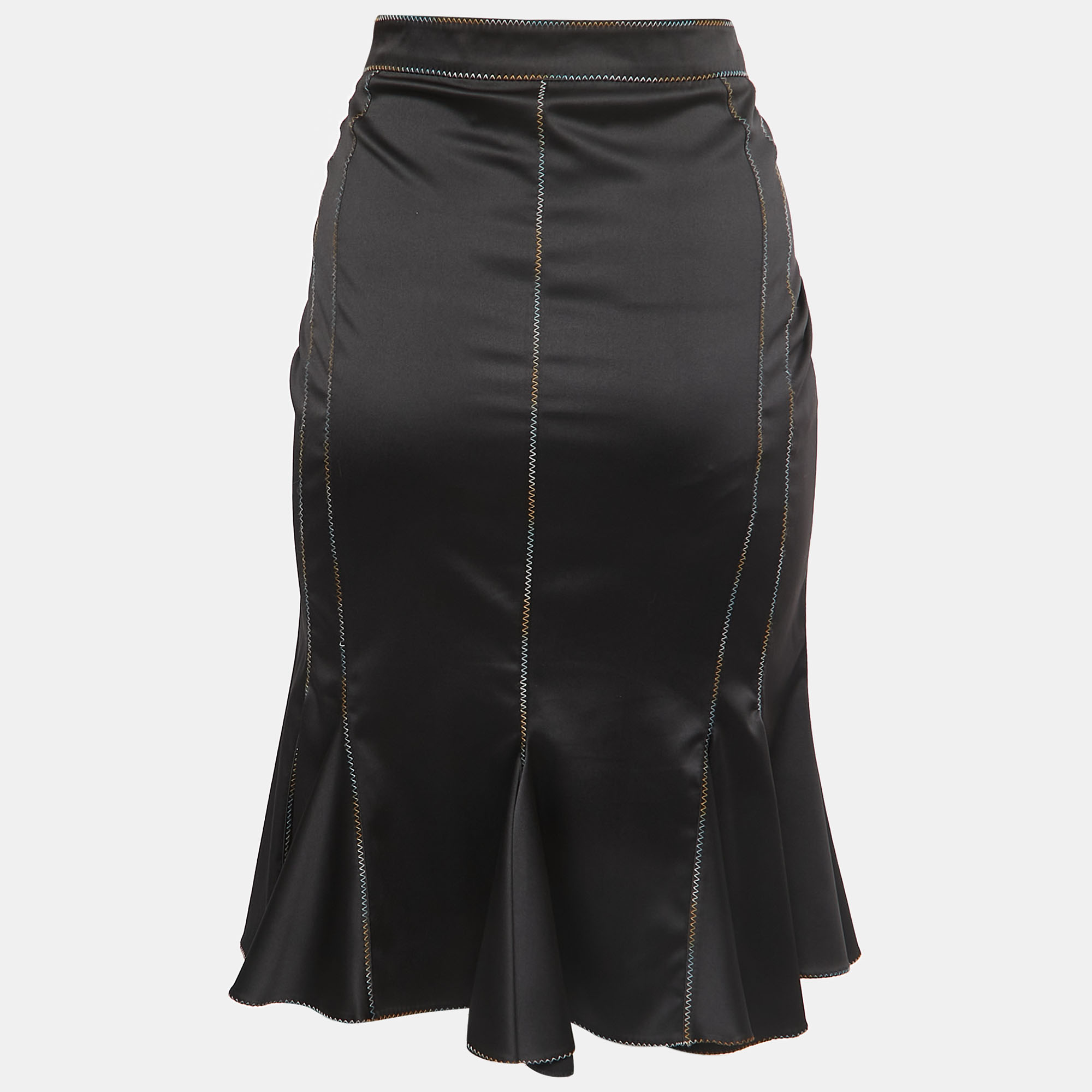 

Just Cavalli Black Stretch Satin Peplum Skirt