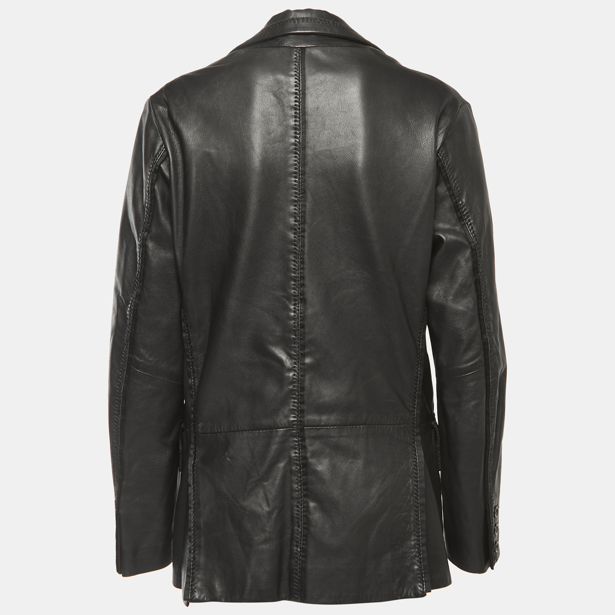 

Just Cavalli Black Leather Single Breasted Jacket
