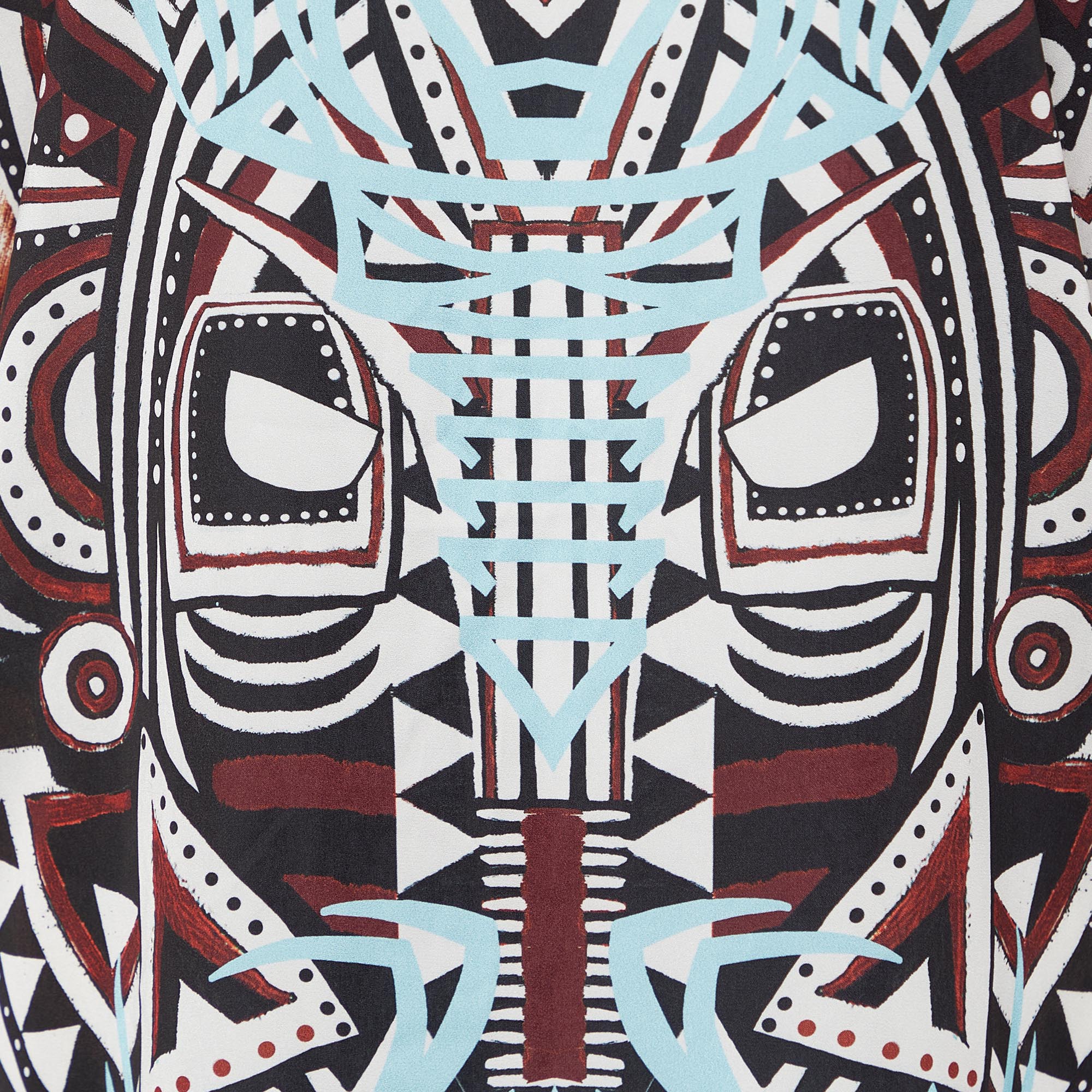 Just Cavalli Multicolor Printed & Knit Tunic Top 