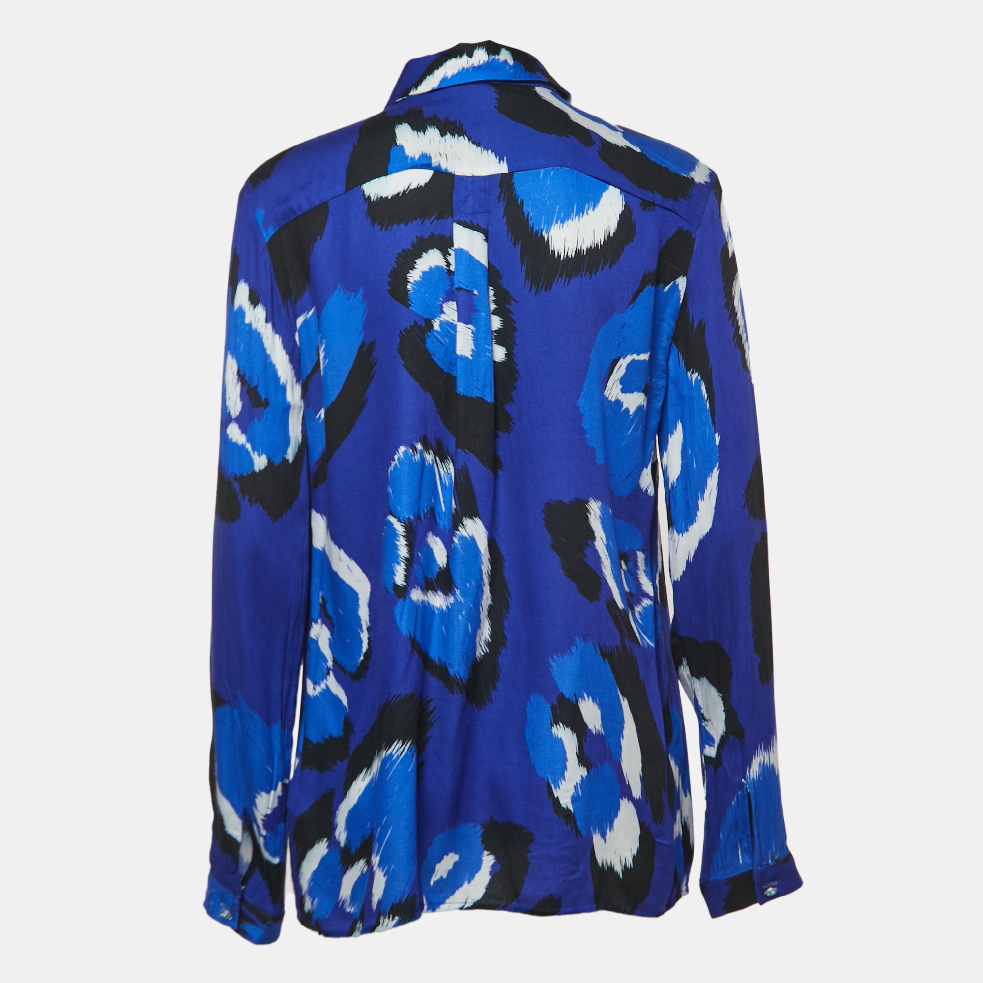 

Just Cavalli Blue Abstract Print Crepe Button Front Full Sleeve Shirt