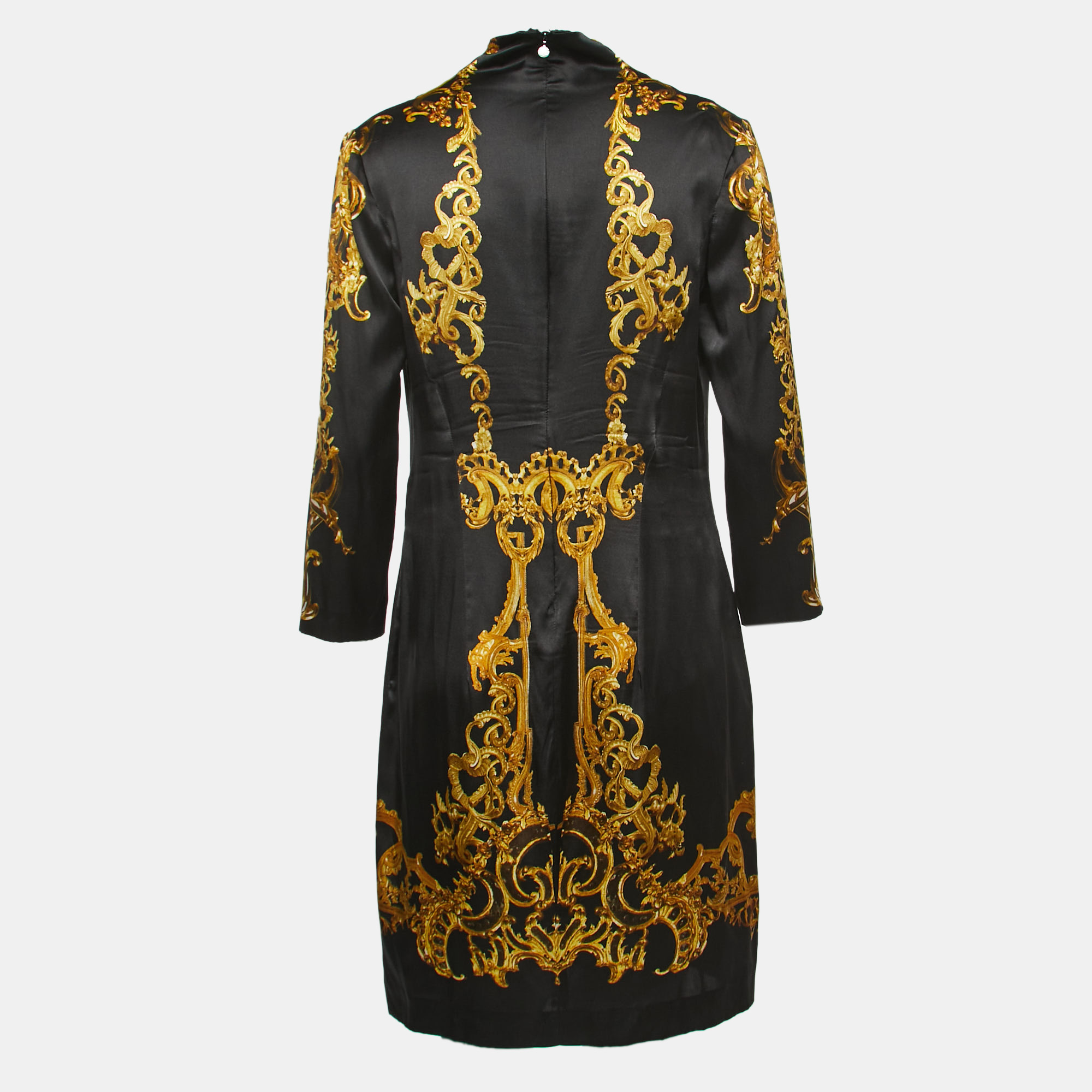 

Just Cavalli Black Print Satin Silk Shift Short Dress