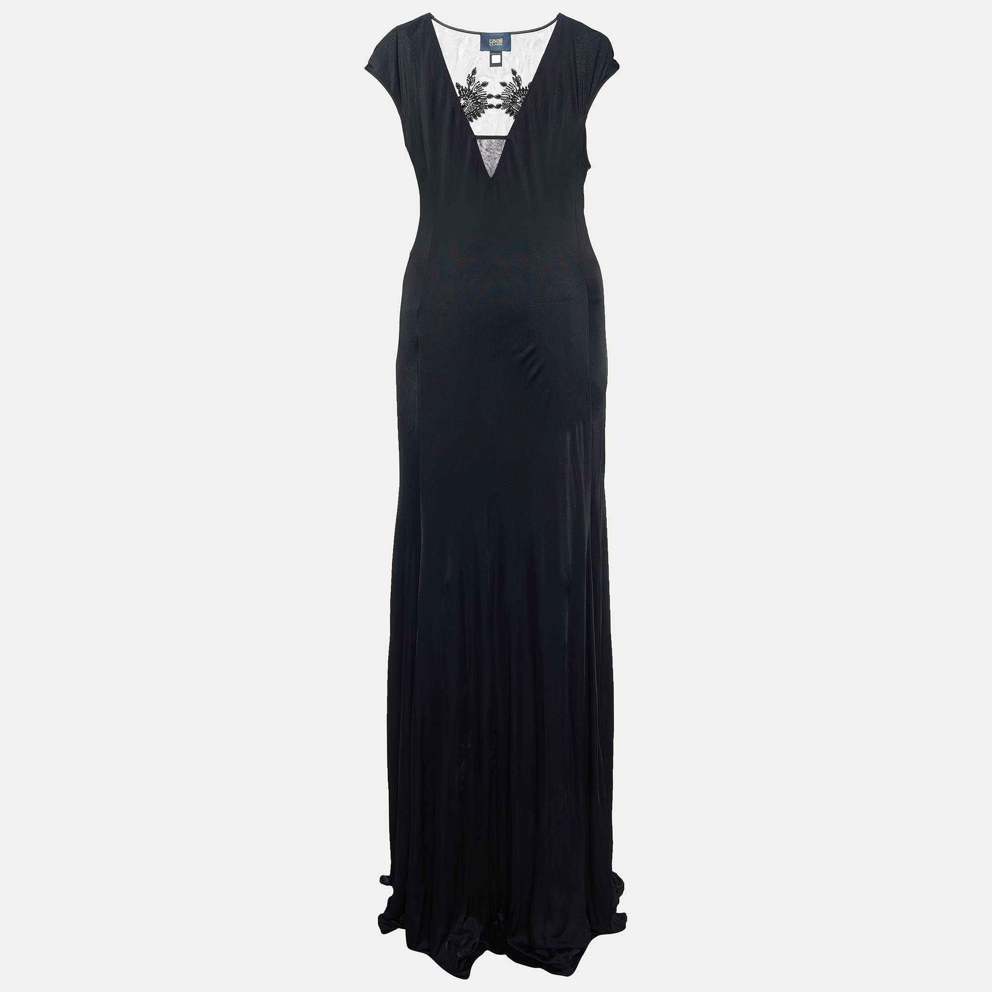 

Class by Roberto Cavalli Black Jersey Embellished Sleeveless Maxi Dress