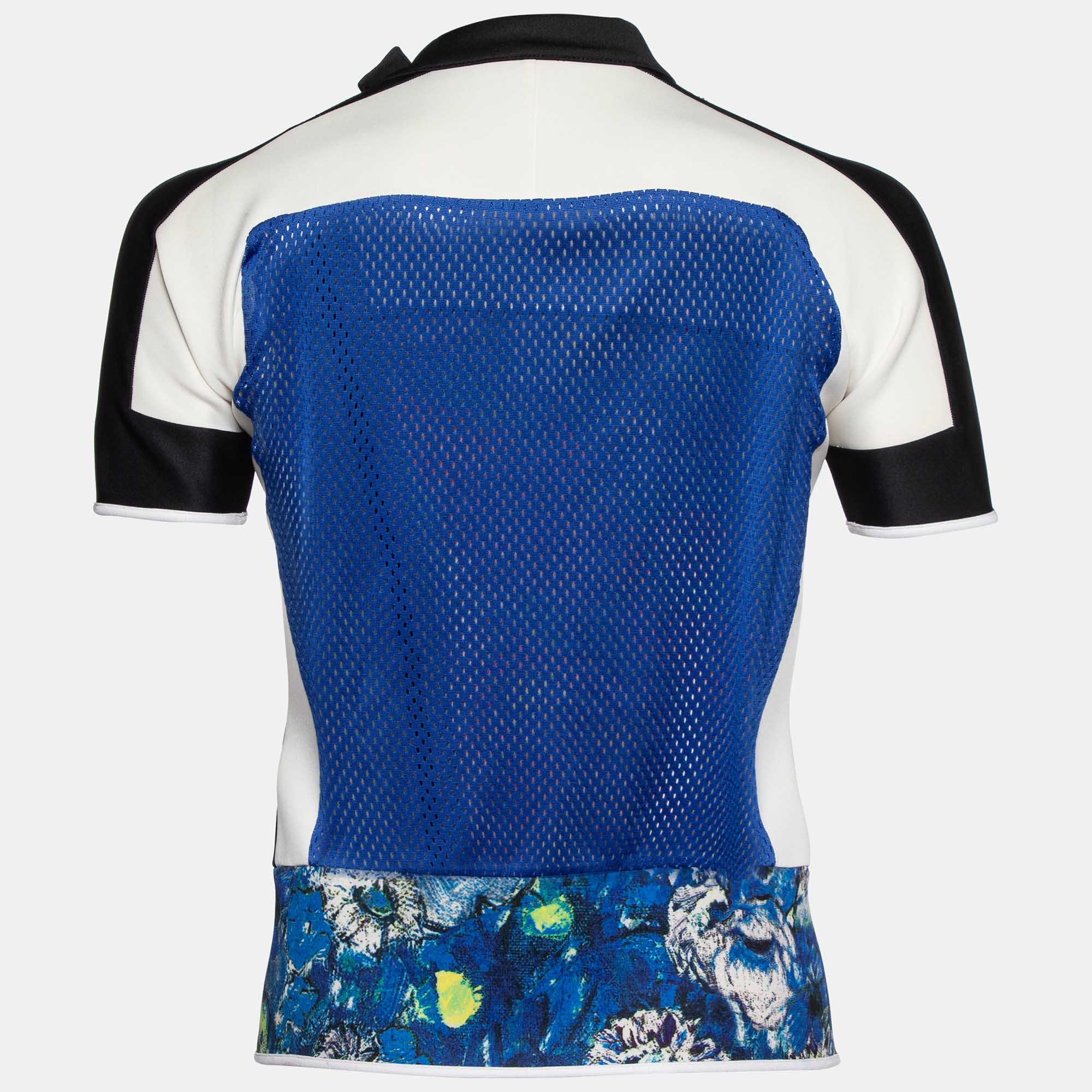 Just Cavalli White Printed Jersey Zip Up Top S 
