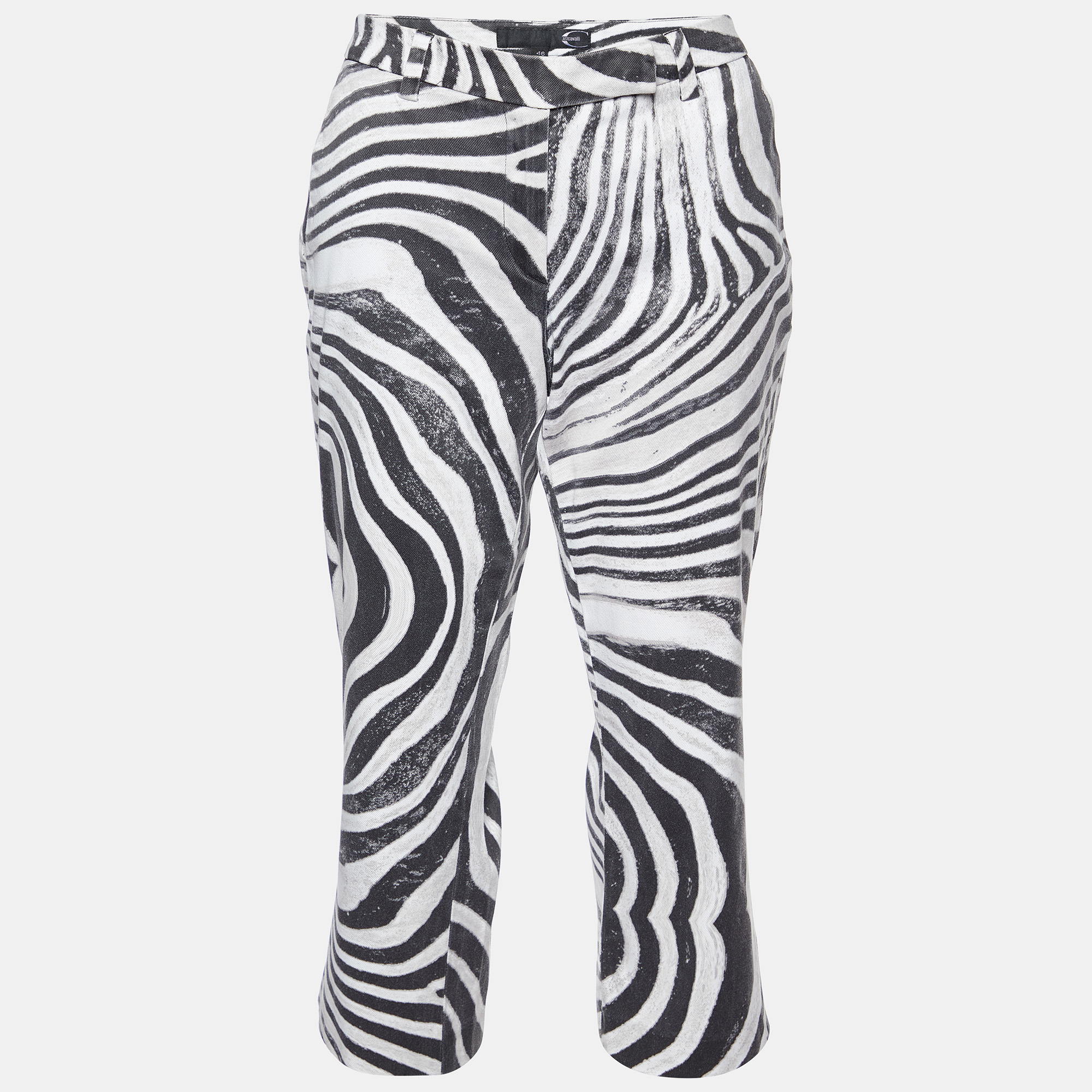 

Just Cavalli Black/White Zebra Print Cotton Capri Pants L