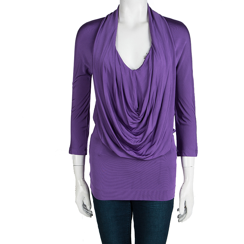 

Just Cavalli Purple Front Drape Detail Long Sleeve Top