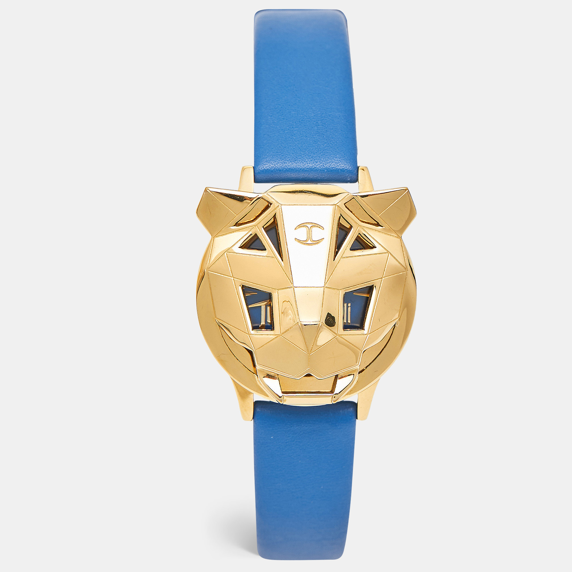 

Just Cavalli Blue Yellow Gold Tone Stainless Steel Leather Just Tiger