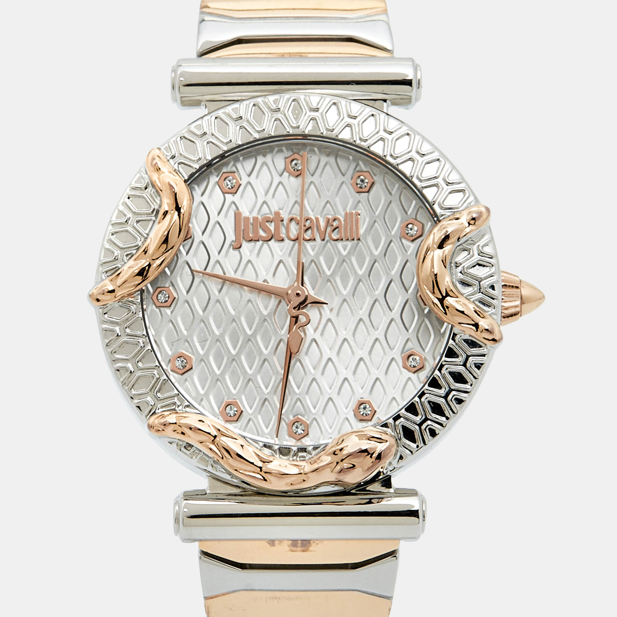 Just Cavalli Silver Two Tone Stainless Steel Animalier JC1L234M0265 Women`s Wristwatch 32 mm 