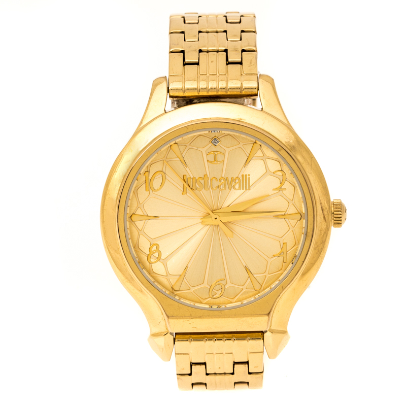 Pre Owned  ساعة يد نسائية روبرتو كافالي R7253533501 ستانلس ستيل مطلي ذهب أصفر 36 مم