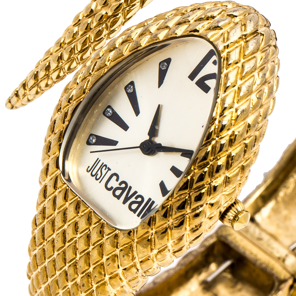 

Just Cavalli Champagne Gold Plated Stainless Steel Serpent Bracelet Poison Women's Wristwatch