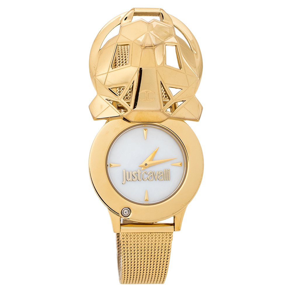 

Just Cavalli White Mother Of Pearl Yellow Gold Tone Stainless Steel Just Tiger