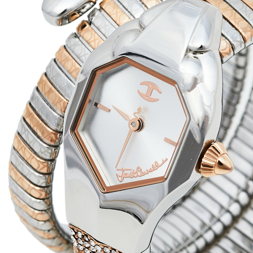 

Just Cavalli Two-Tone Stainless Steel Glam Snake Septagon JC1L112M0055 Women's Wristwatch, Silver