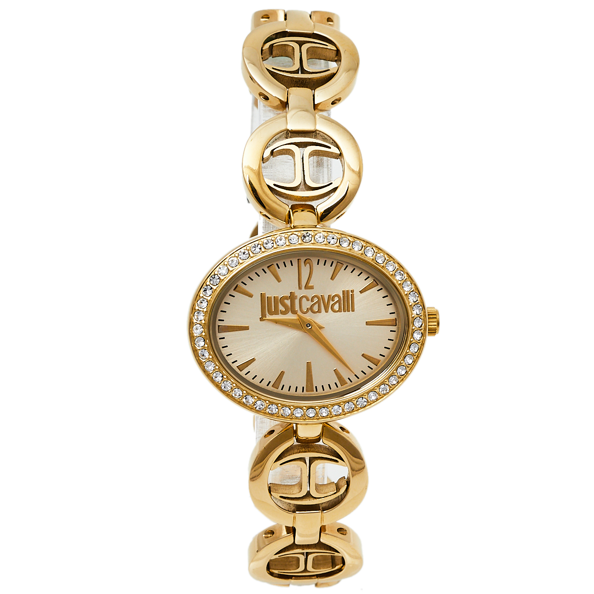 Pre-owned Just Cavalli Gold Tone Stainless Steel Jc7253214504 Women's Wristwatch 32 Mm