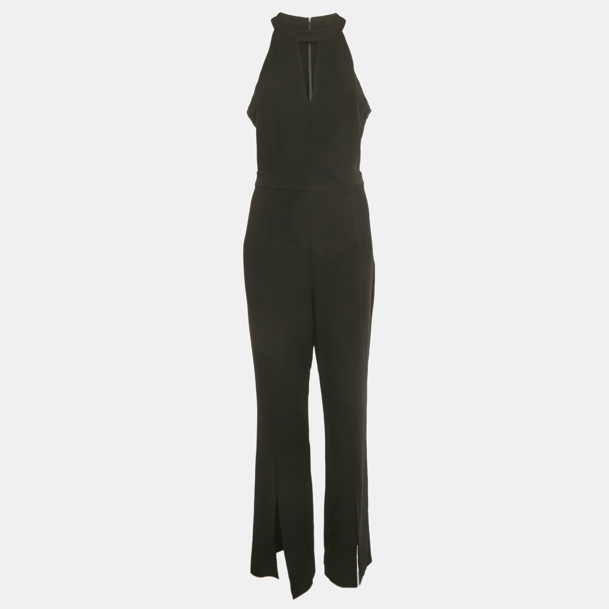 Pre-owned Karl Lagerfeld Black Crepe Party Jumpsuit M