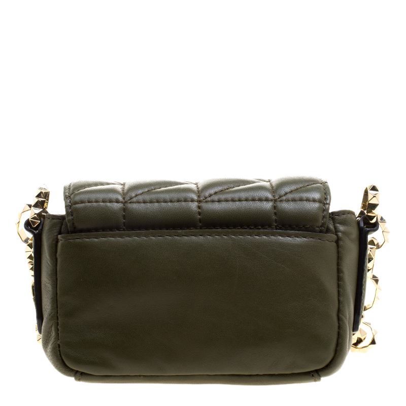 Karl Lagerfeld Olive Green Leather Mini K/Kuilted Crossbody Bag Karl ...